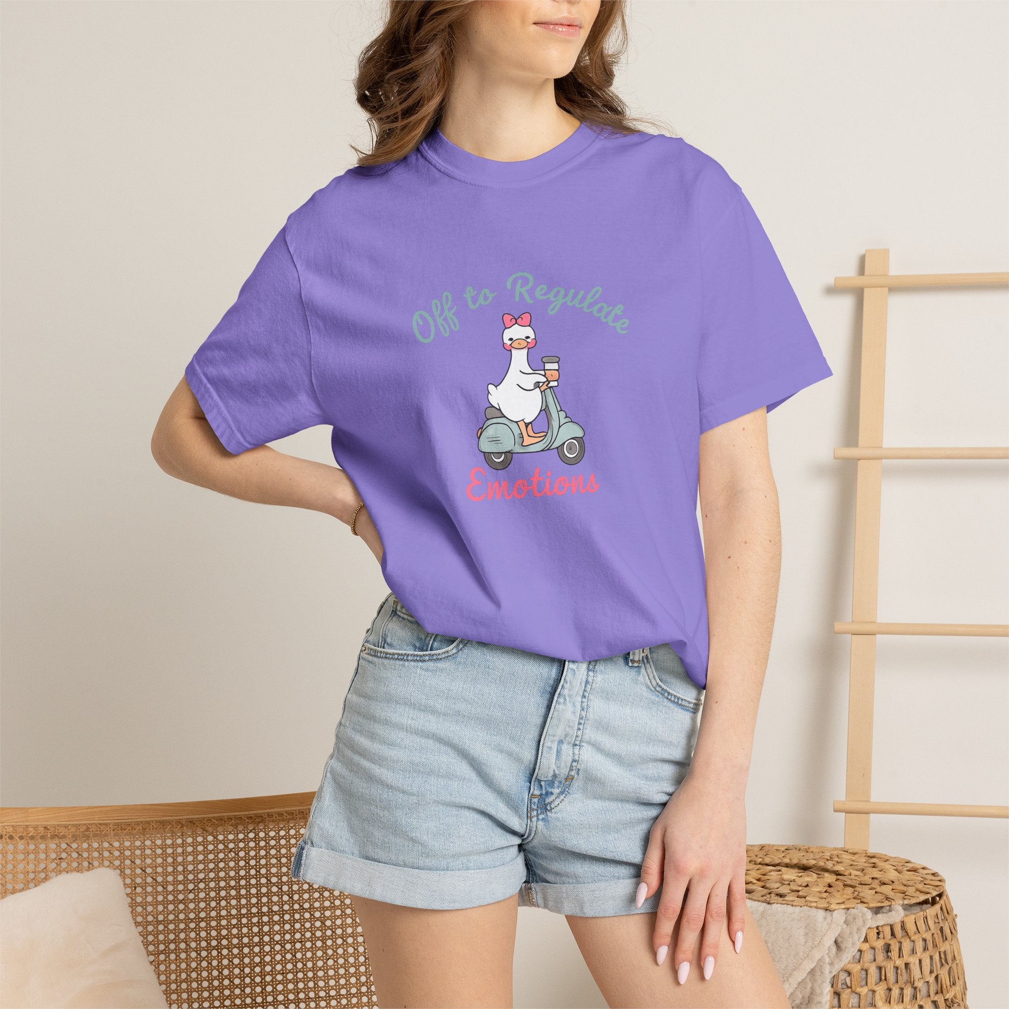 T‑Shirt — “Off to Regulate Emotions” Cute Scooter Bear Mental Health Tee