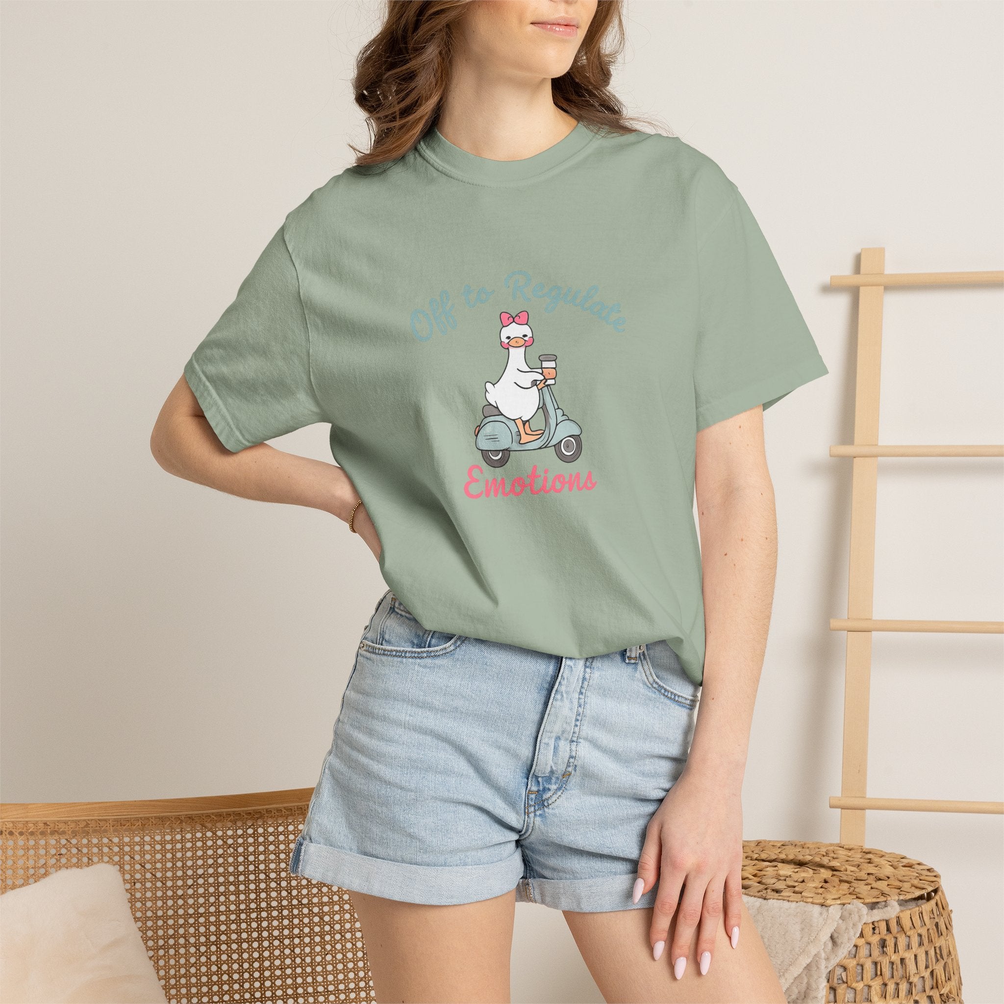 T‑Shirt — “Off to Regulate Emotions” Cute Scooter Bear Mental Health Tee