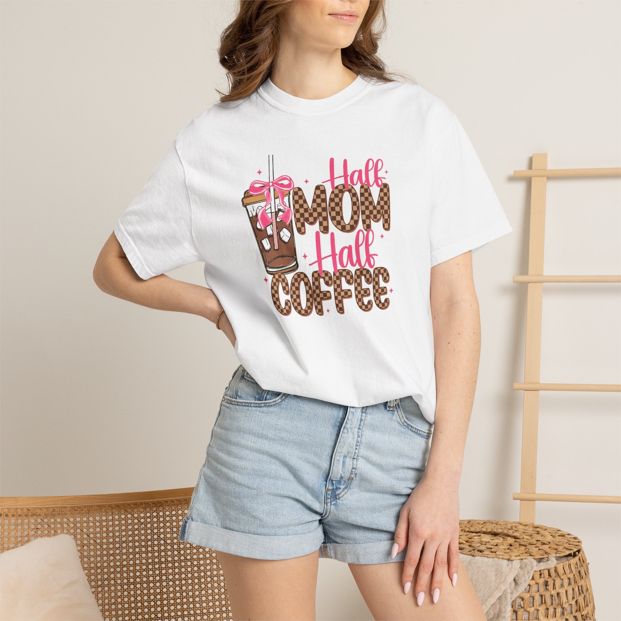 Half Mom Half Coffee T-Shirt — Funny Mom Coffee Graphic Tee