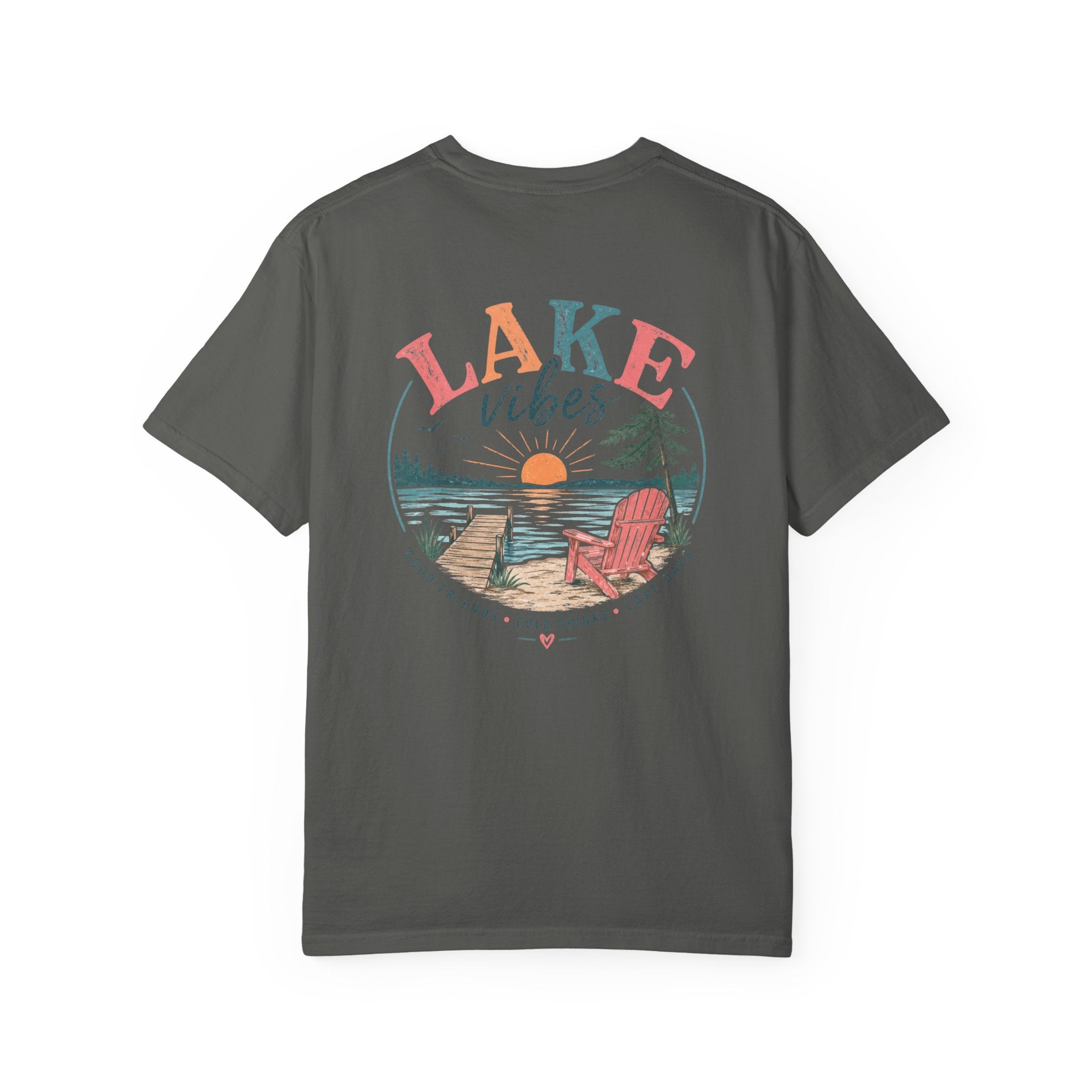 Lake Vibes T-Shirt — Scenic Sunset Dock Graphic Tee