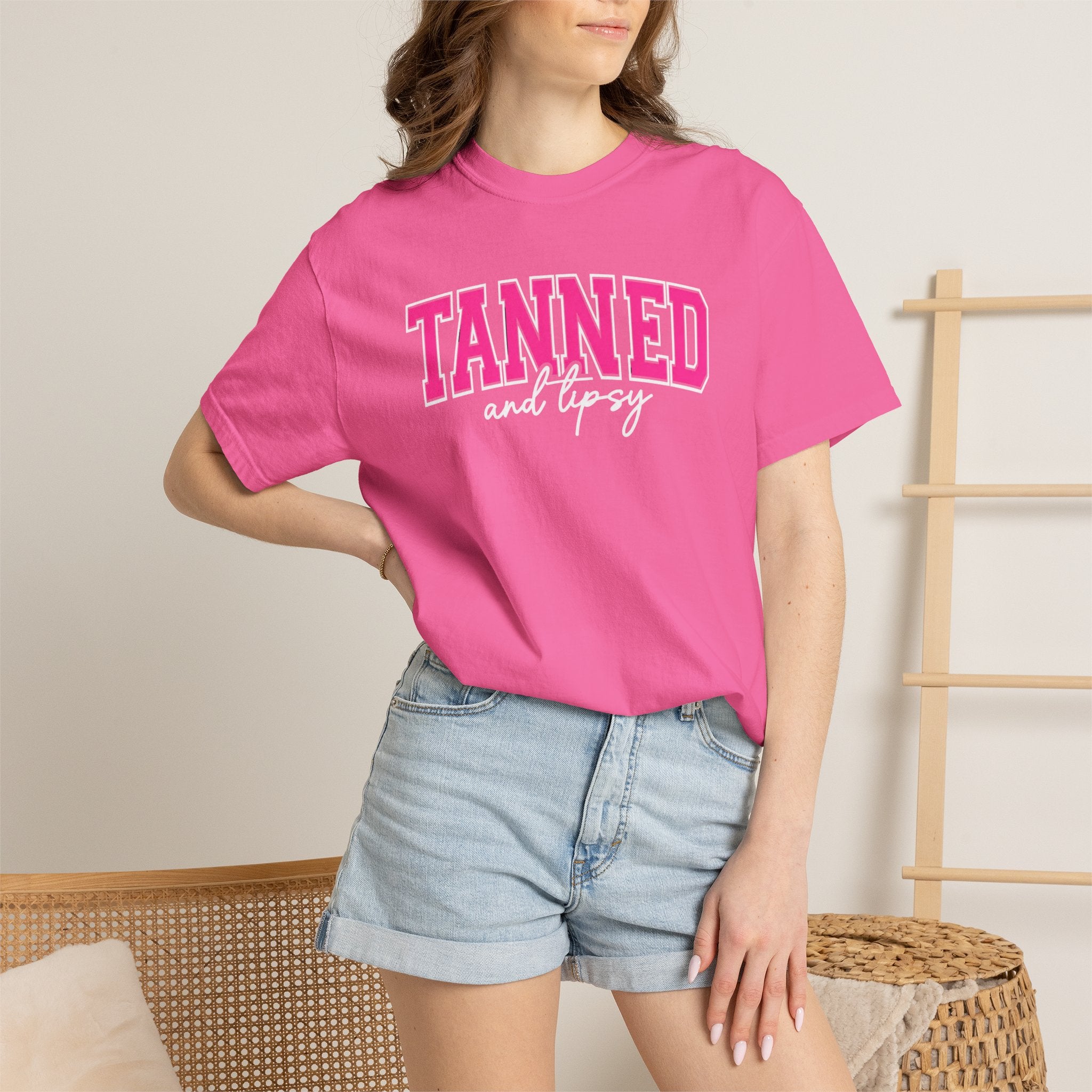 T-Shirt — "TANNED" Pink Arch Graphic Tee