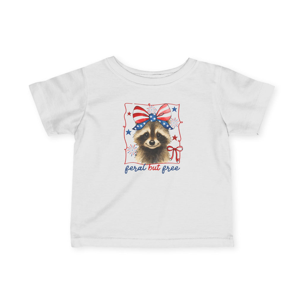 Infant Tee — "Small but Brave" Patriotic Raccoon Baby Shirt