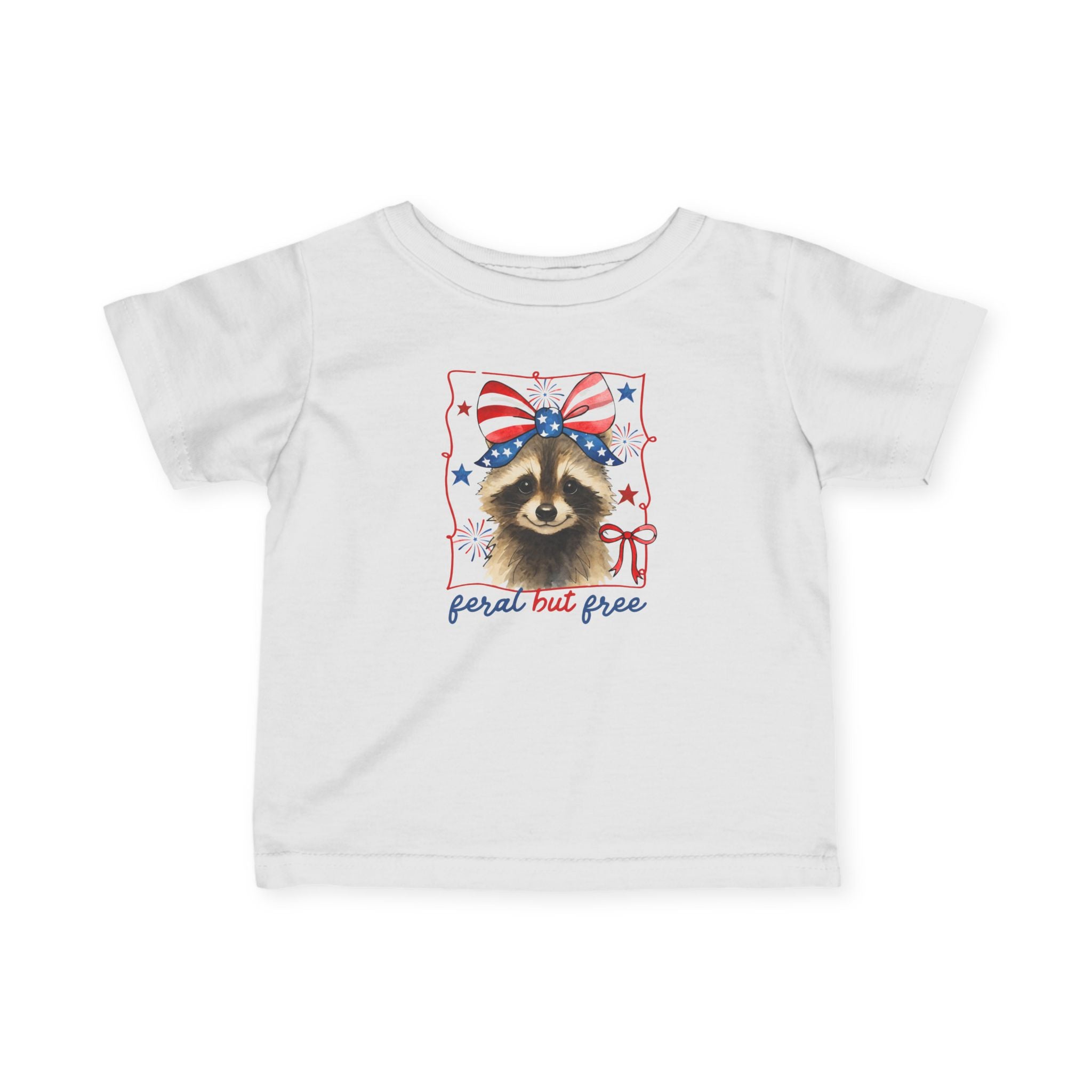 Infant Tee — "Small but Brave" Patriotic Raccoon Baby Shirt