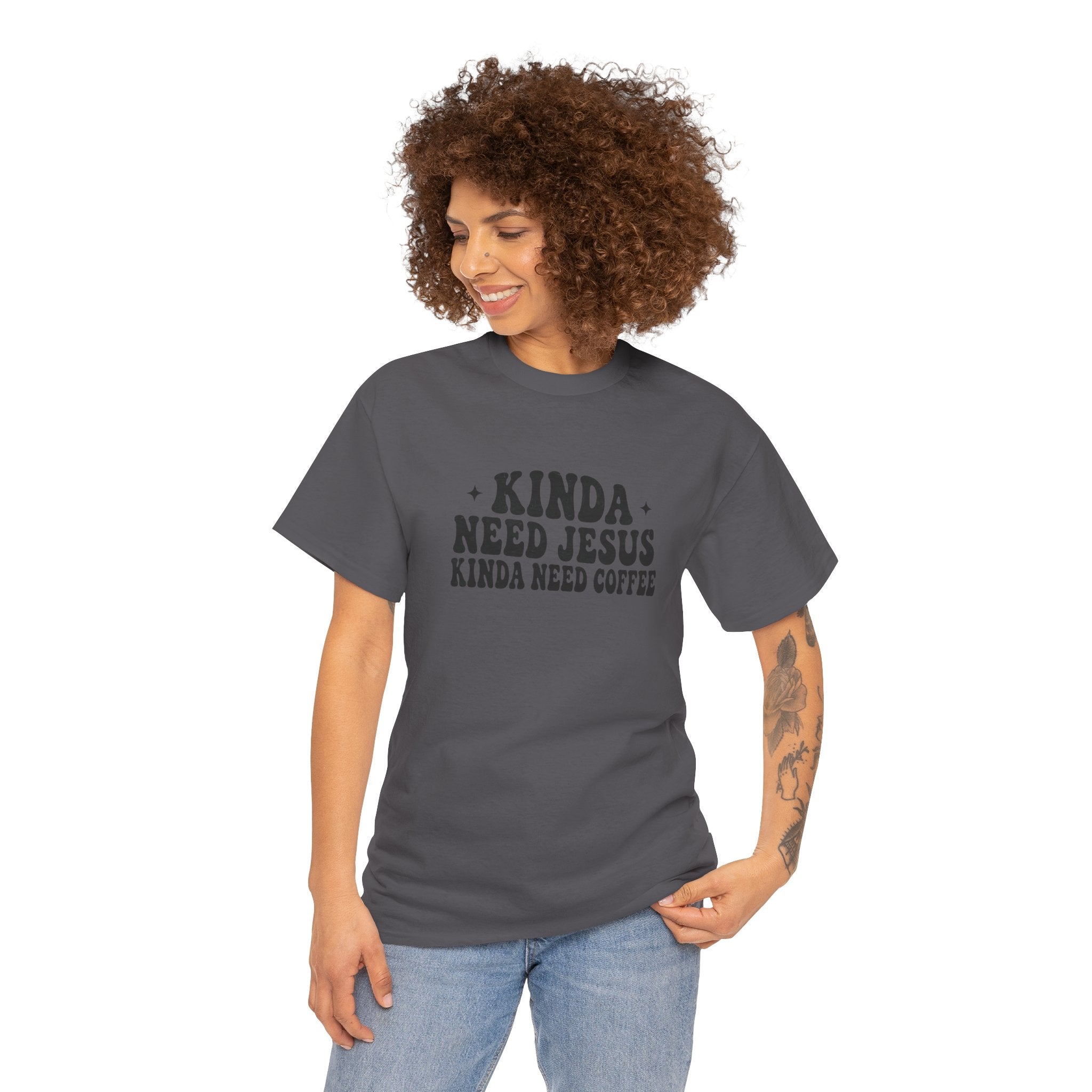 Christian Coffee T-Shirt — "Kinda Need Jesus Kinda Need Coffee" Graphic Tee