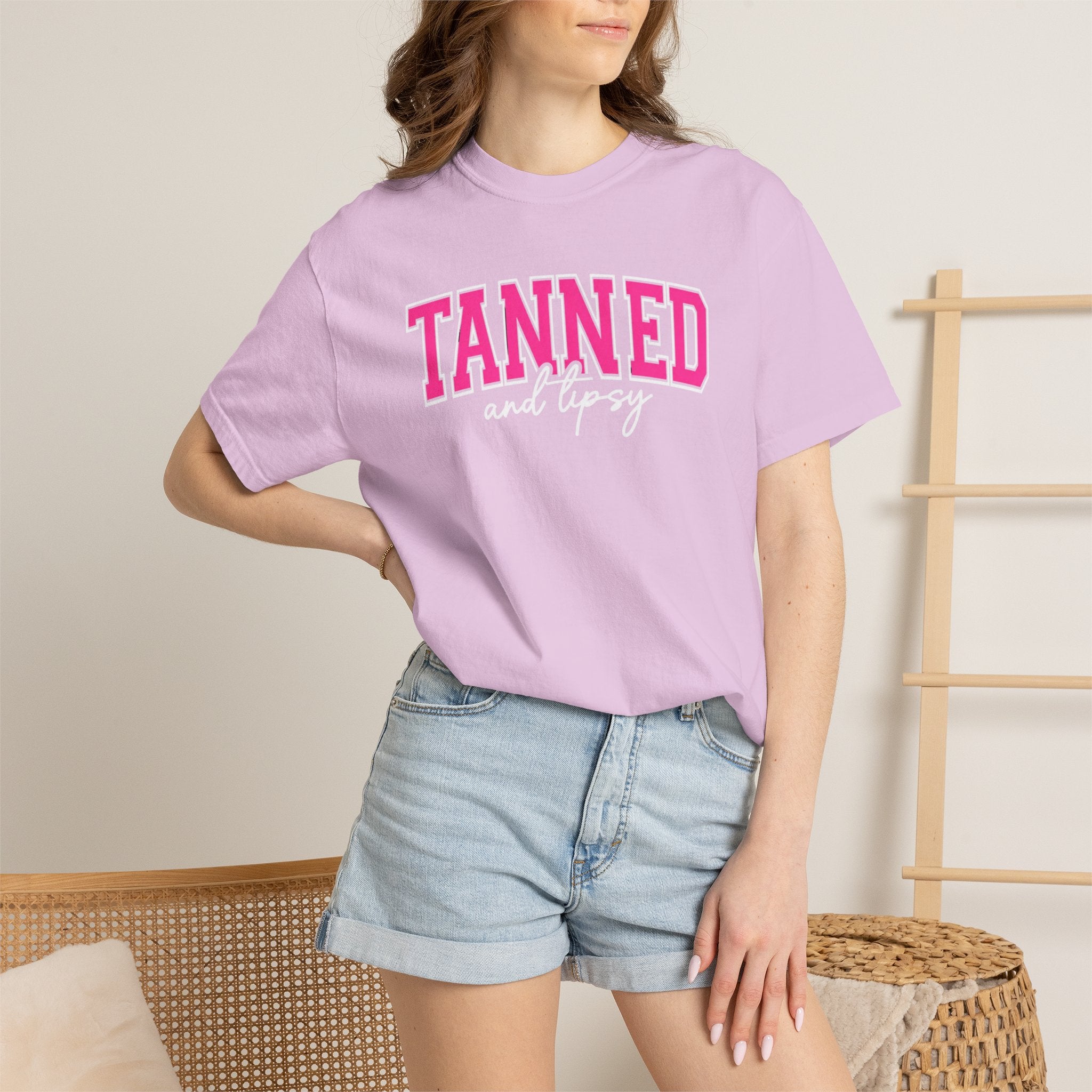 T-Shirt — "TANNED" Pink Arch Graphic Tee