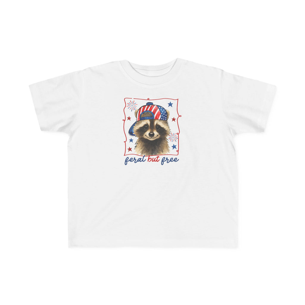Toddler Tee — Patriotic Raccoon “Patriotic but Free” 4th of July Shirt
