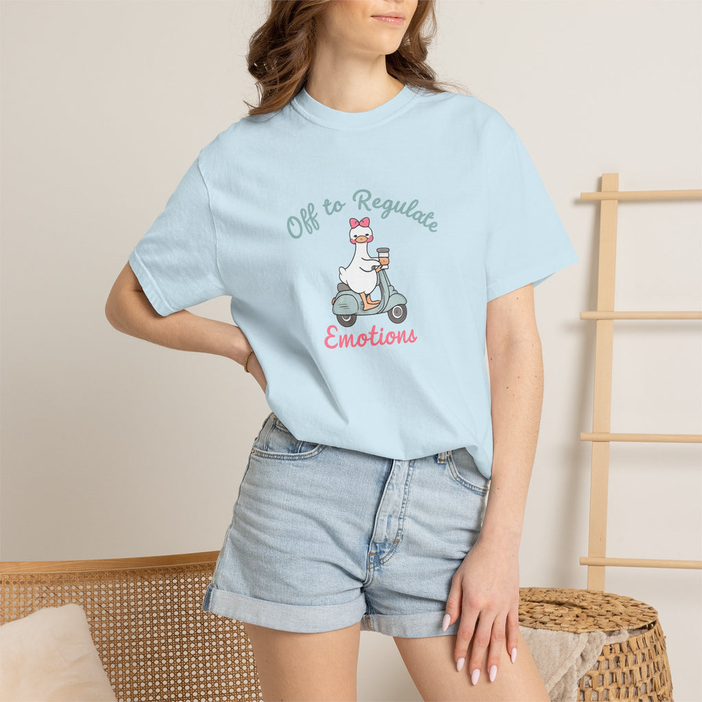 T‑Shirt — “Off to Regulate Emotions” Cute Scooter Bear Mental Health Tee