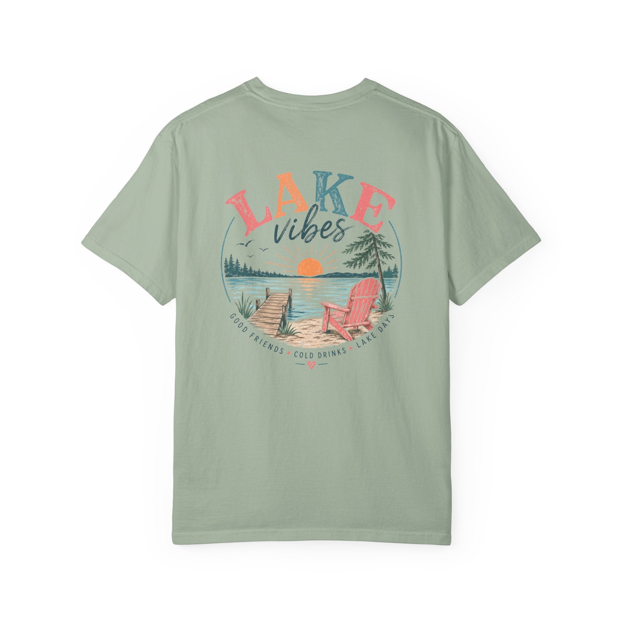 Lake Vibes T-Shirt — Scenic Sunset Dock Graphic Tee