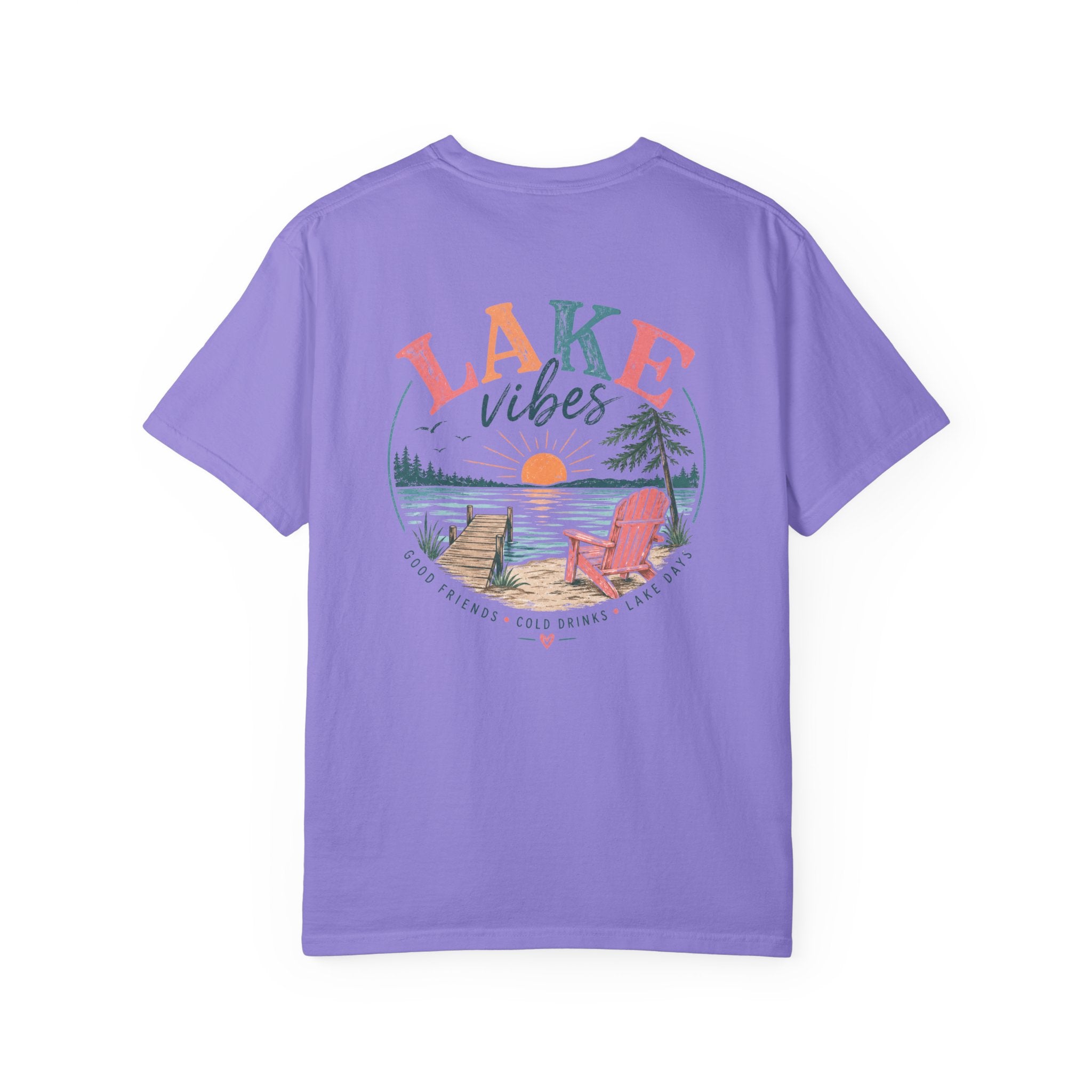 Lake Vibes T-Shirt — Scenic Sunset Dock Graphic Tee