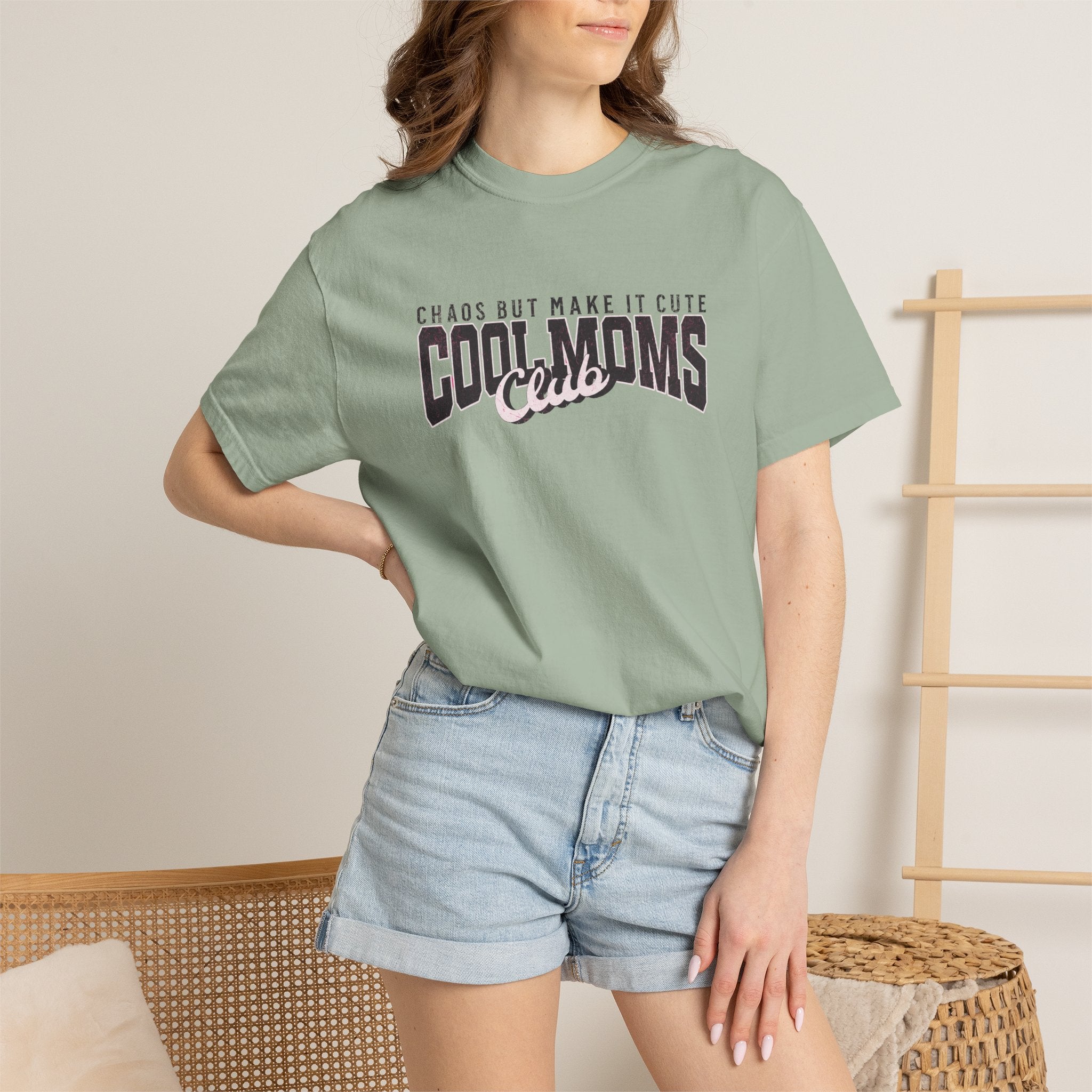 Cool Moms Club T-Shirt — "Chaos But Make It Cute" Casual Graphic Tee