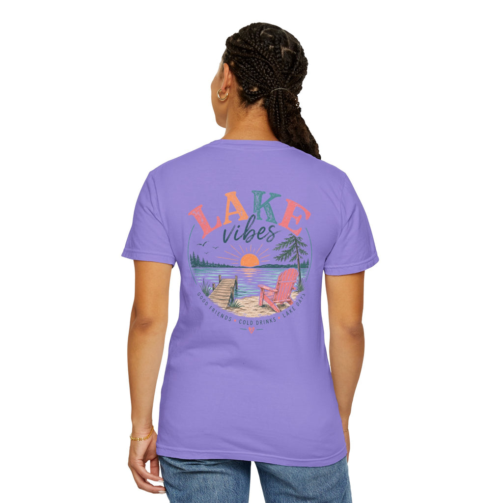 Lake Vibes T-Shirt — Scenic Sunset Dock Graphic Tee