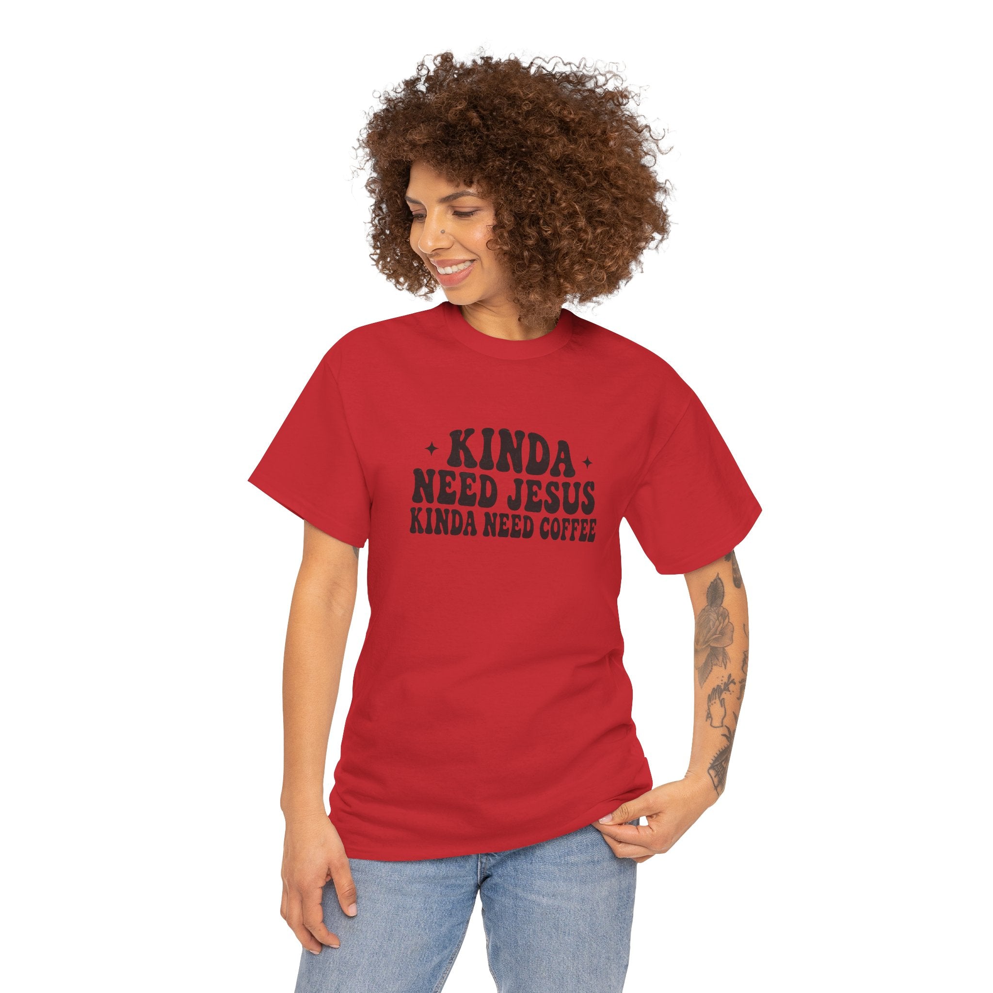 Christian Coffee T-Shirt — "Kinda Need Jesus Kinda Need Coffee" Graphic Tee