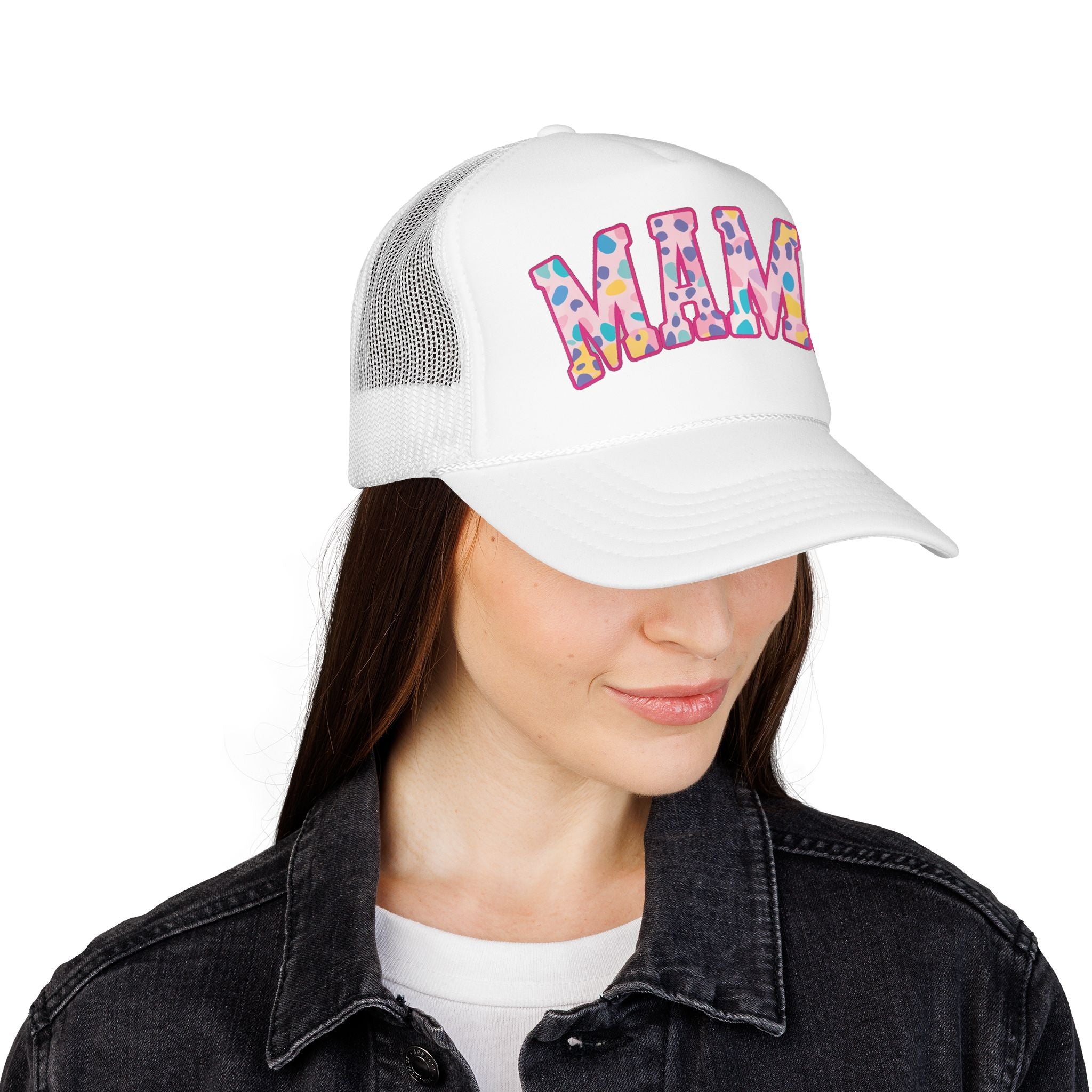 Mama Trucker Hat — Colorful Leopard Print Foam Cap for Moms