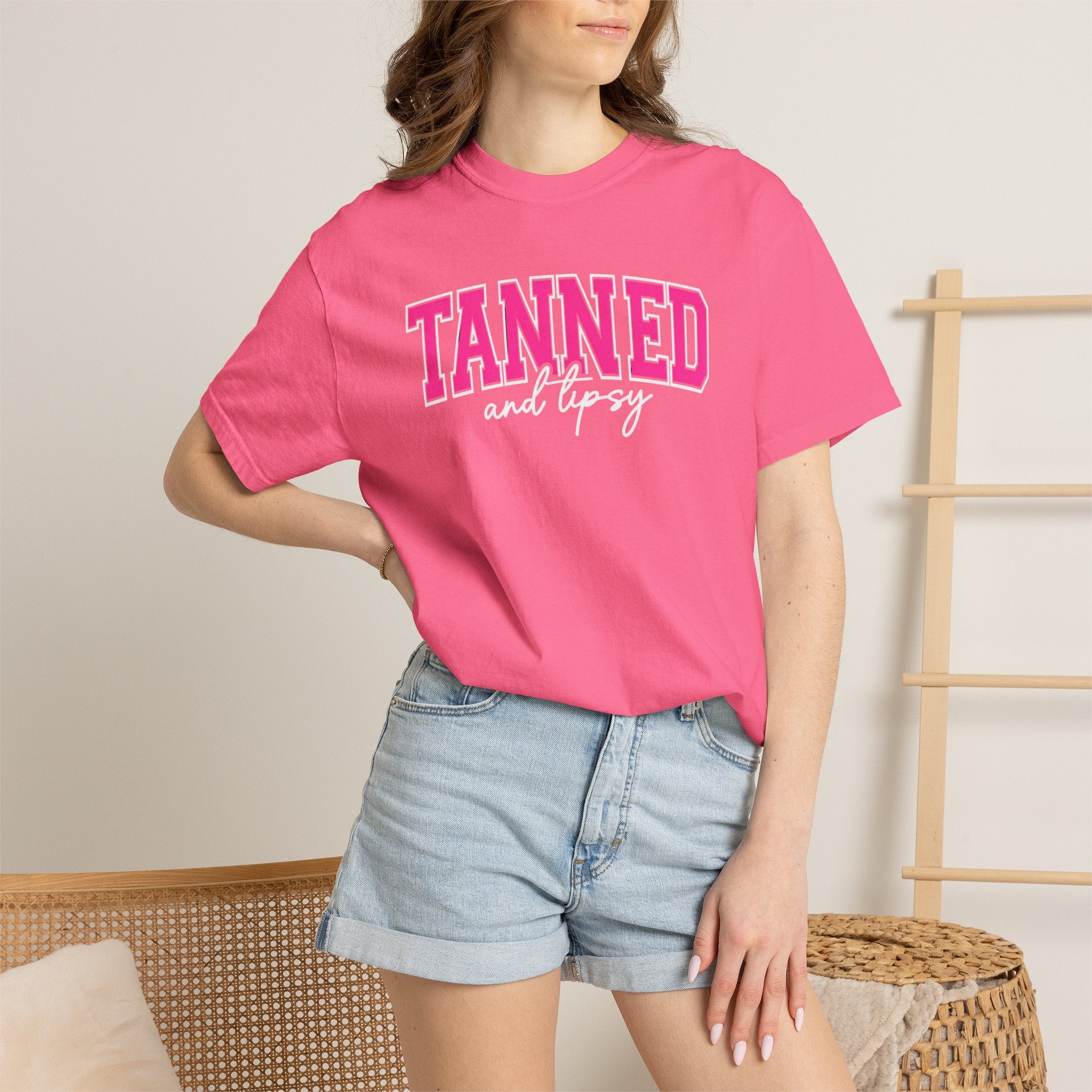 T-Shirt — "TANNED" Pink Arch Graphic Tee