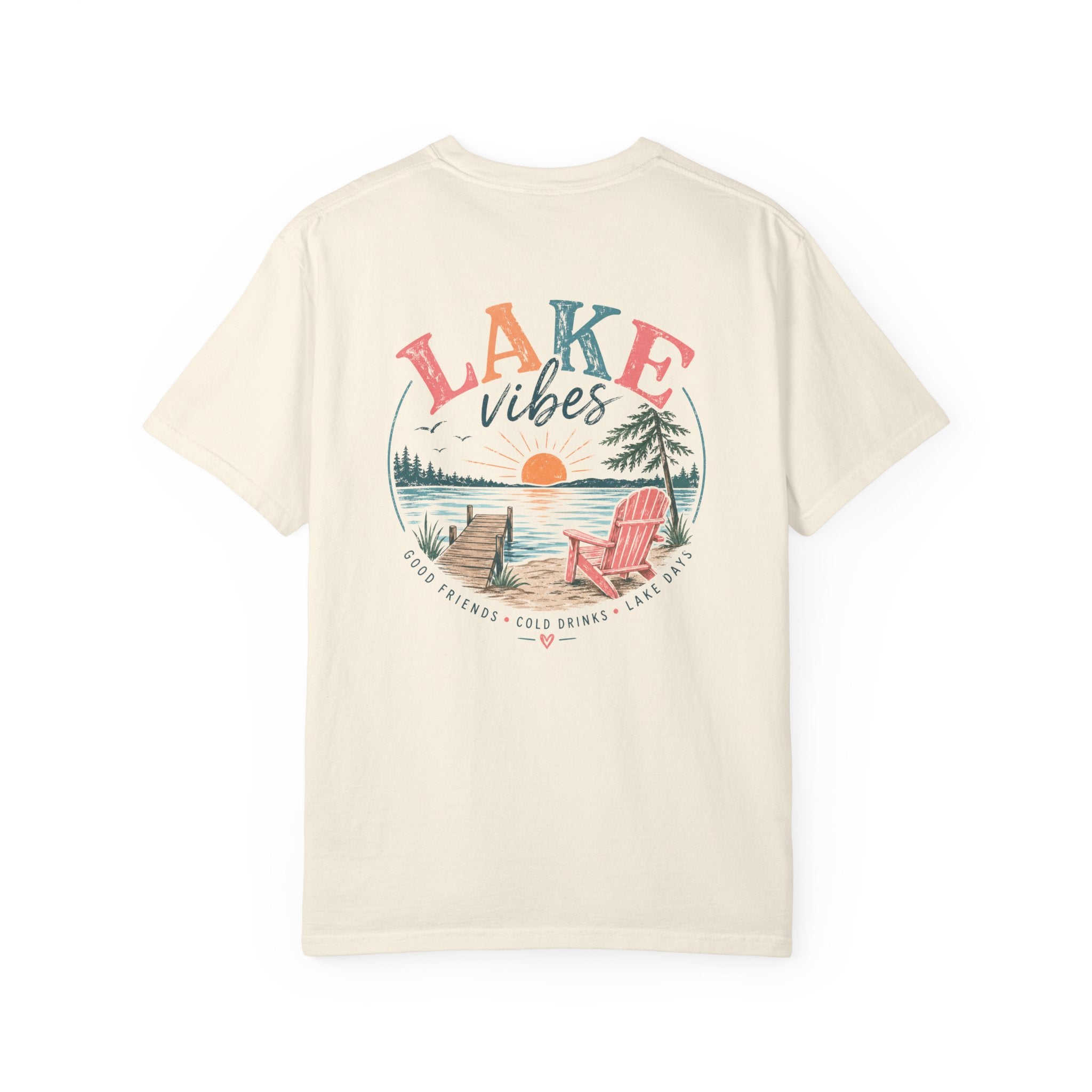 Lake Vibes T-Shirt — Scenic Sunset Dock Graphic Tee