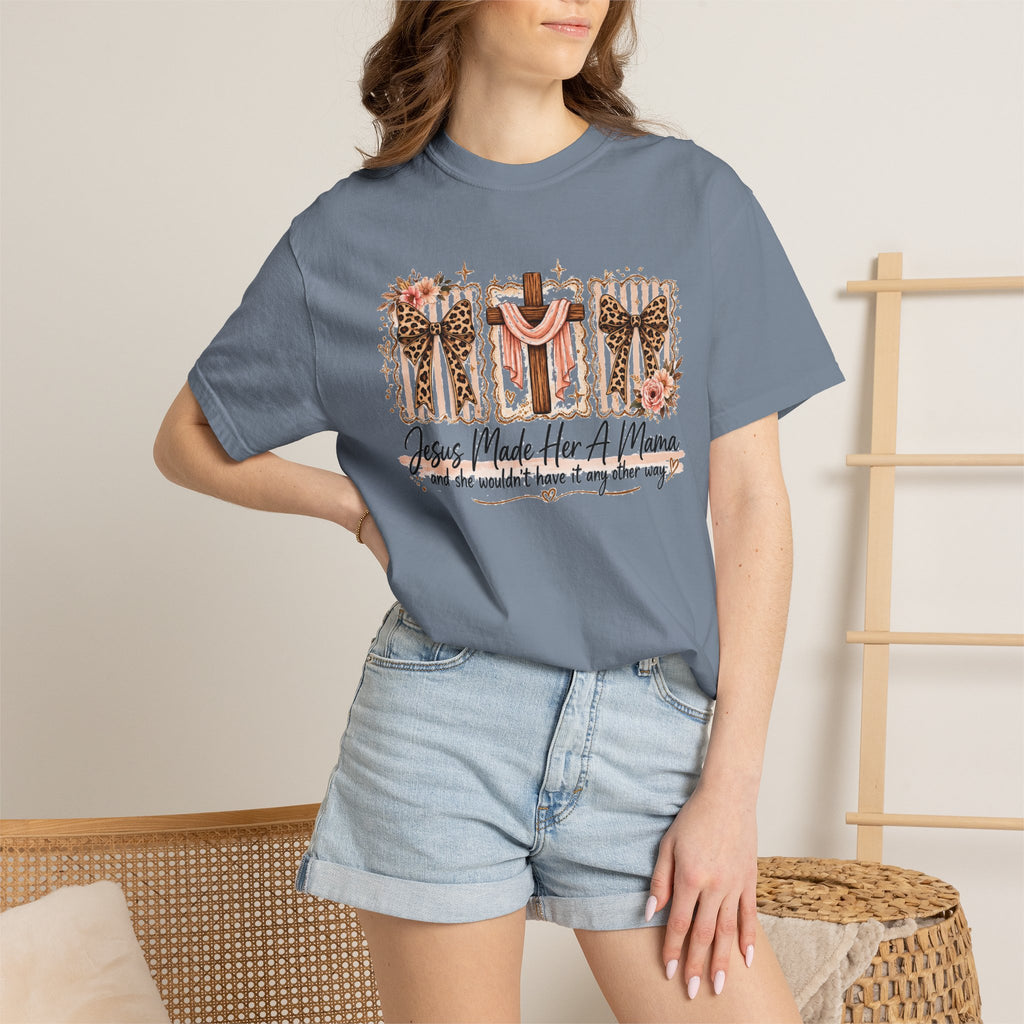 Mama Faith T-Shirt — "Jesus Made Her A Mama" Christian Floral Tee