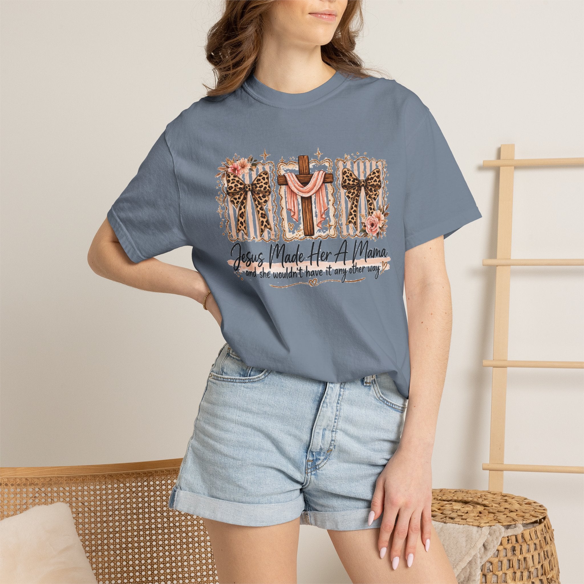Mama Faith T-Shirt — "Jesus Made Her A Mama" Christian Floral Tee