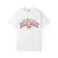 T-Shirt — "Literally Born to Dilly Dally" Retro Pink Bow Graphic