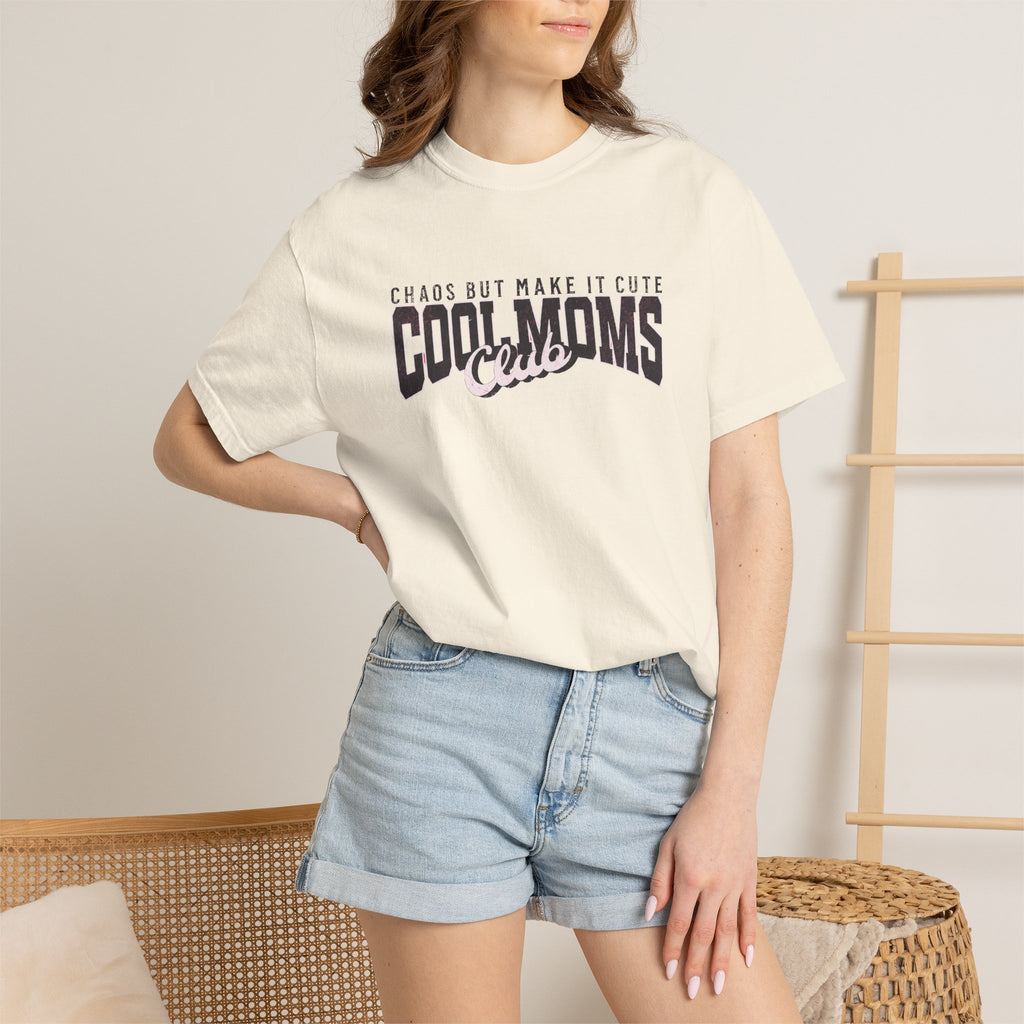 Cool Moms Club T-Shirt — "Chaos But Make It Cute" Casual Graphic Tee