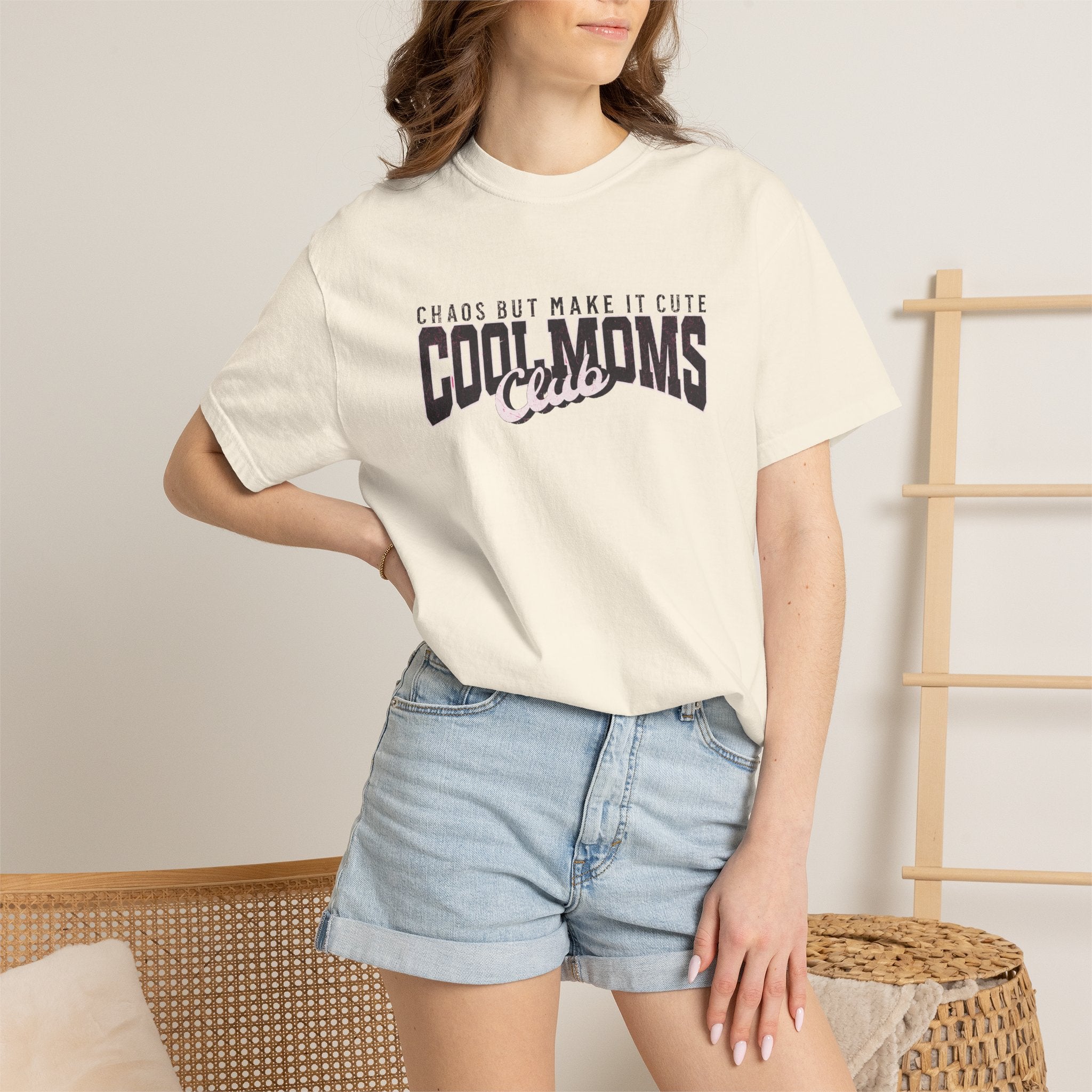 Cool Moms Club T-Shirt — "Chaos But Make It Cute" Casual Graphic Tee