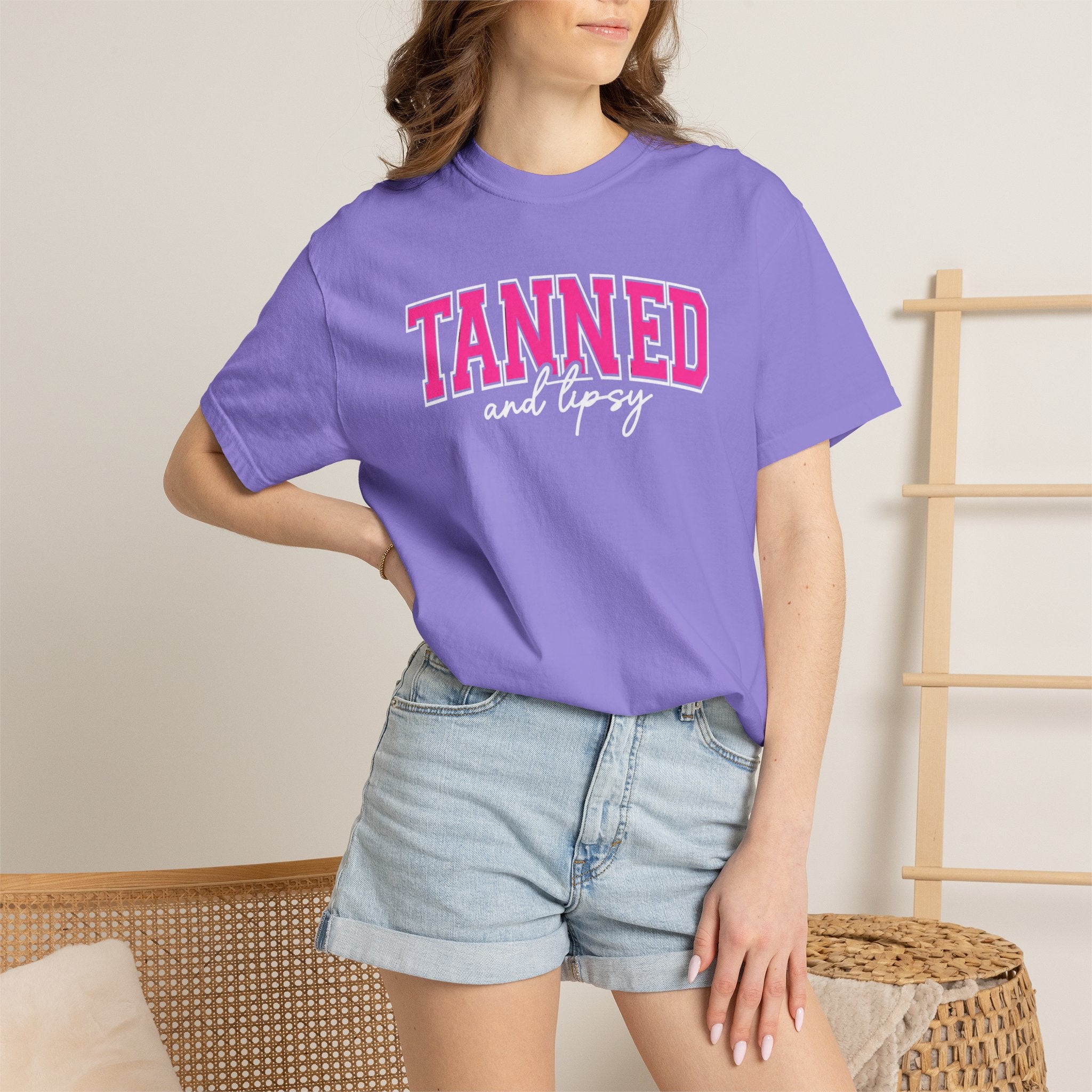 T-Shirt — "TANNED" Pink Arch Graphic Tee