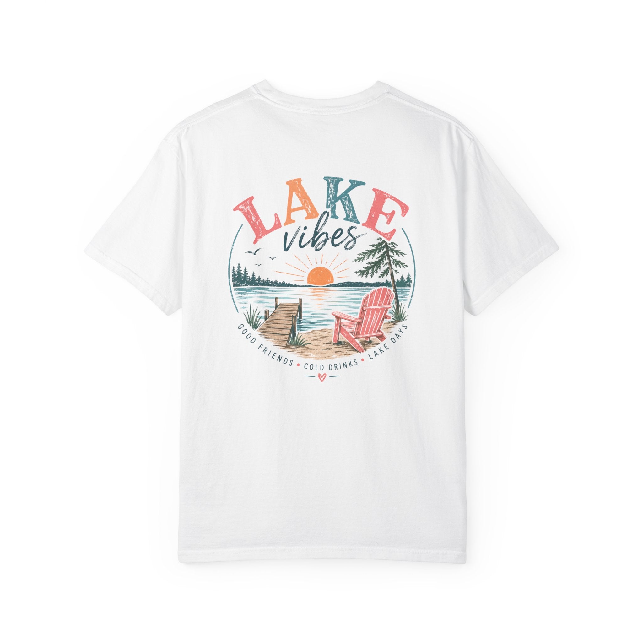Lake Vibes T-Shirt — Scenic Sunset Dock Graphic Tee