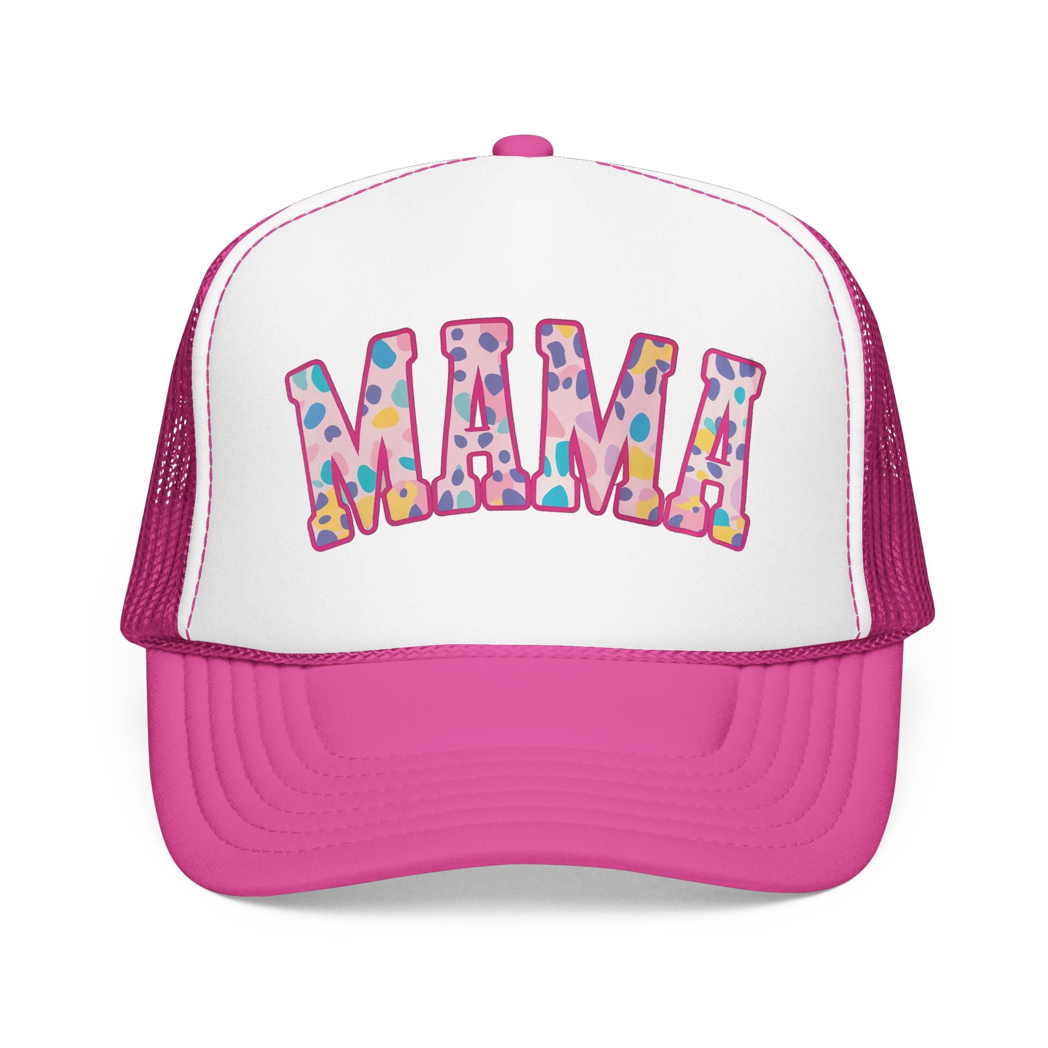 Mama Trucker Hat — Colorful Leopard Print Foam Cap for Moms