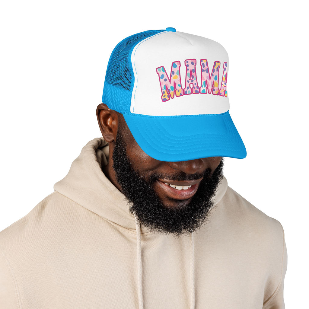 Mama Trucker Hat — Colorful Leopard Print Foam Cap for Moms