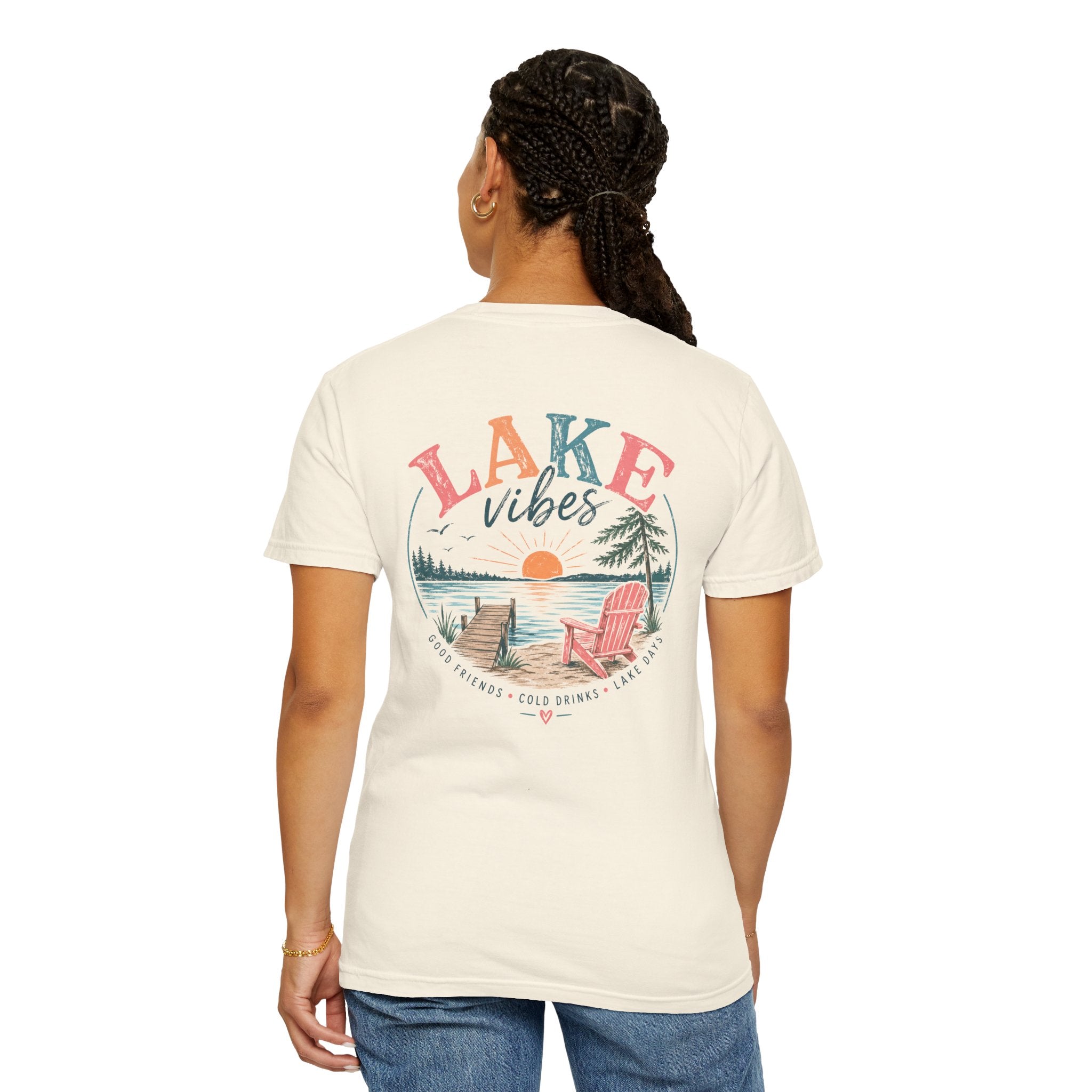 Lake Vibes T-Shirt — Scenic Sunset Dock Graphic Tee