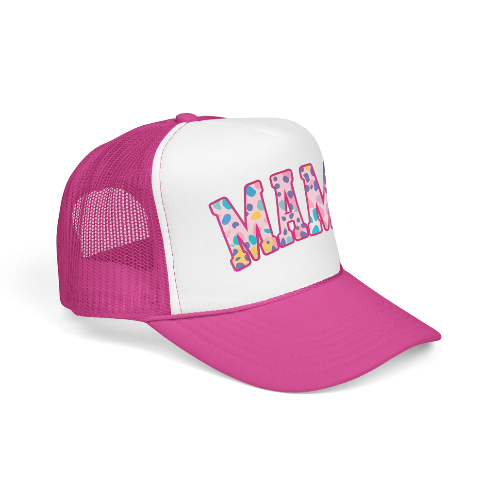 Mama Trucker Hat — Colorful Leopard Print Foam Cap for Moms
