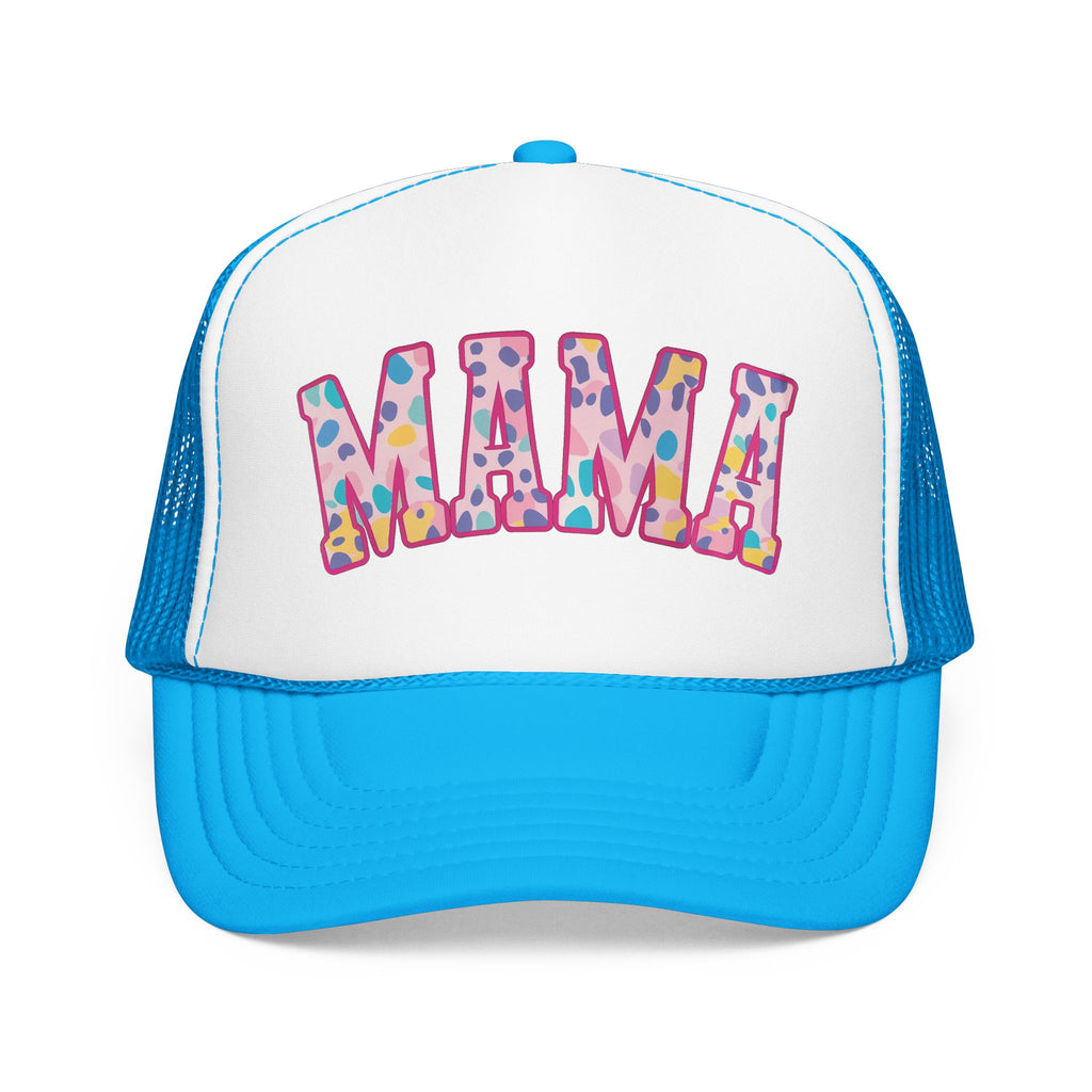 Mama Trucker Hat — Colorful Leopard Print Foam Cap for Moms