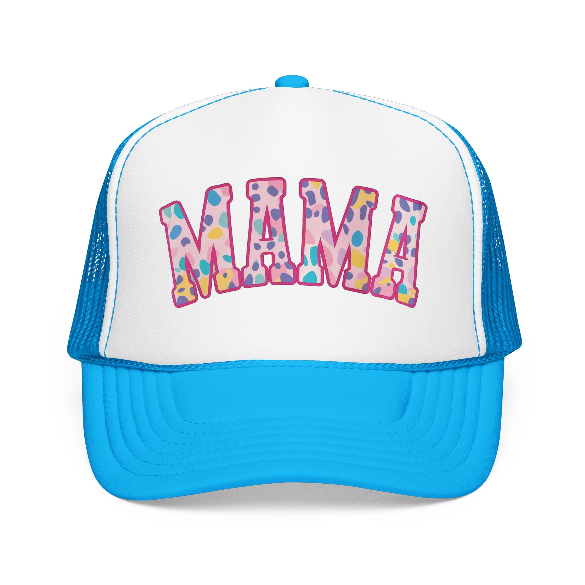 Mama Trucker Hat — Colorful Leopard Print Foam Cap for Moms