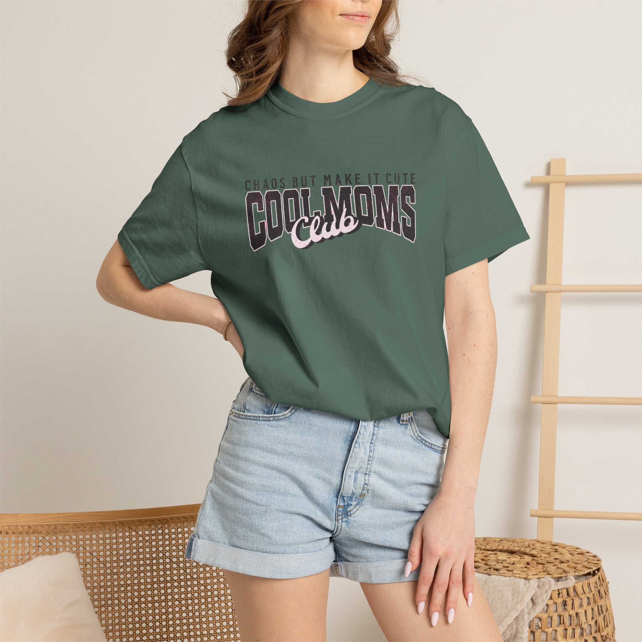 Cool Moms Club T-Shirt — "Chaos But Make It Cute" Casual Graphic Tee
