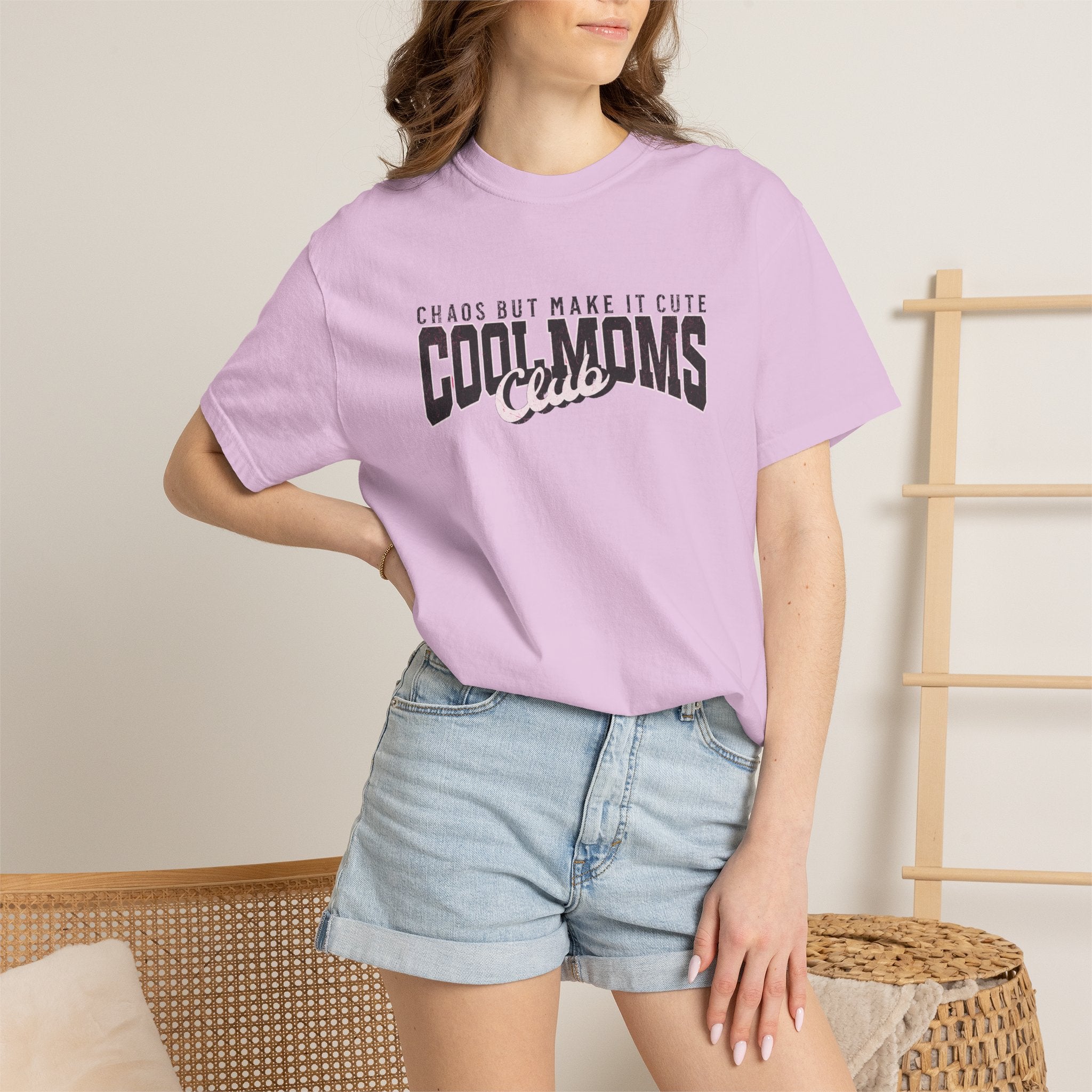 Cool Moms Club T-Shirt — "Chaos But Make It Cute" Casual Graphic Tee
