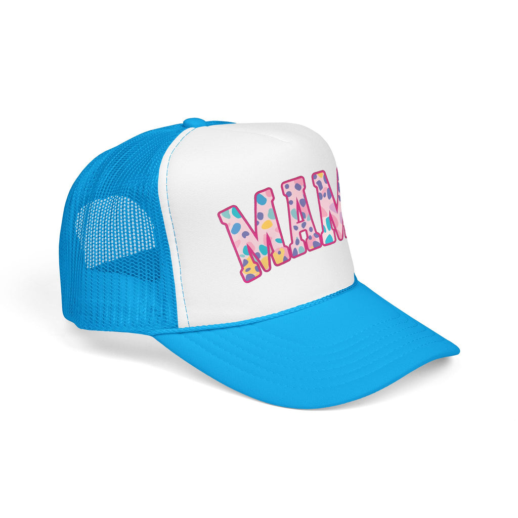 Mama Trucker Hat — Colorful Leopard Print Foam Cap for Moms