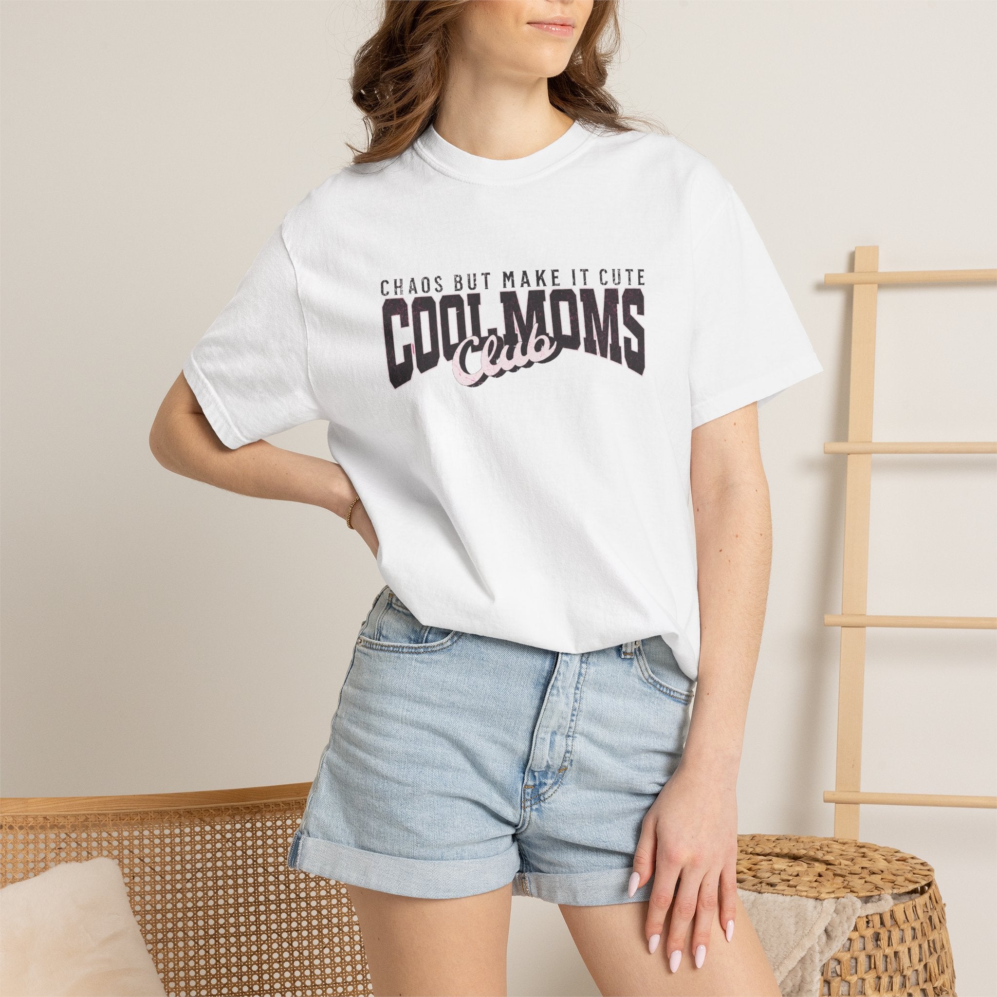 Cool Moms Club T-Shirt — "Chaos But Make It Cute" Casual Graphic Tee