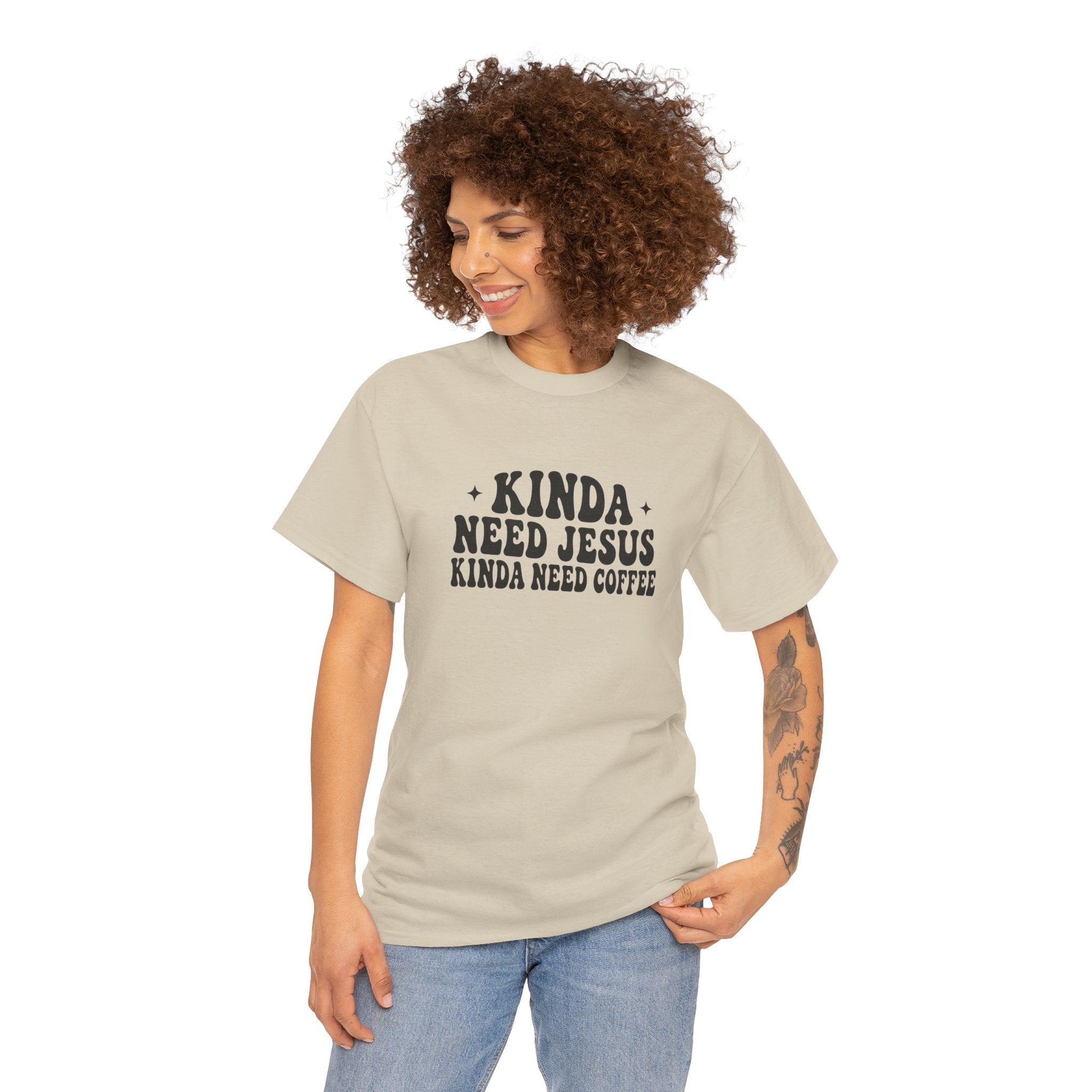 Christian Coffee T-Shirt — "Kinda Need Jesus Kinda Need Coffee" Graphic Tee
