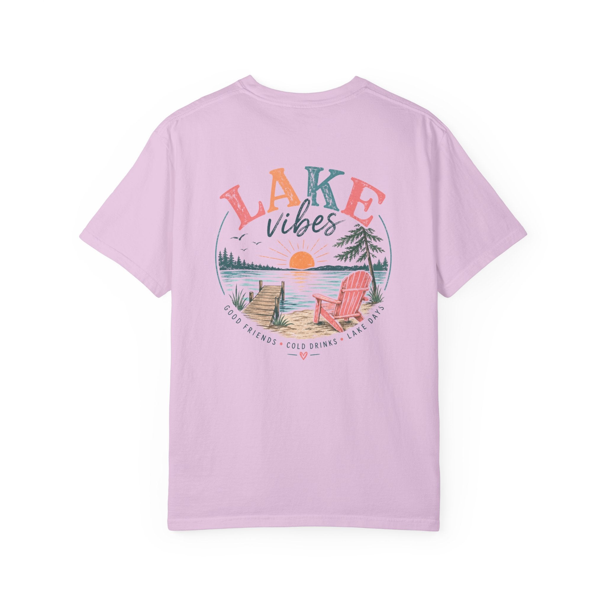 Lake Vibes T-Shirt — Scenic Sunset Dock Graphic Tee
