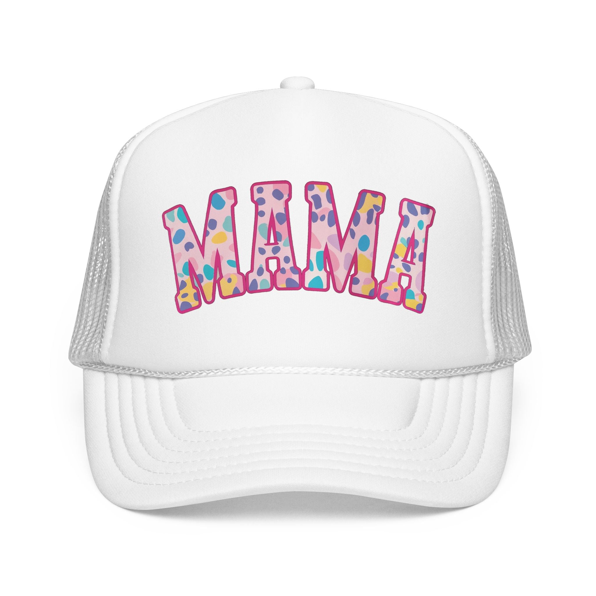 Mama Trucker Hat — Colorful Leopard Print Foam Cap for Moms