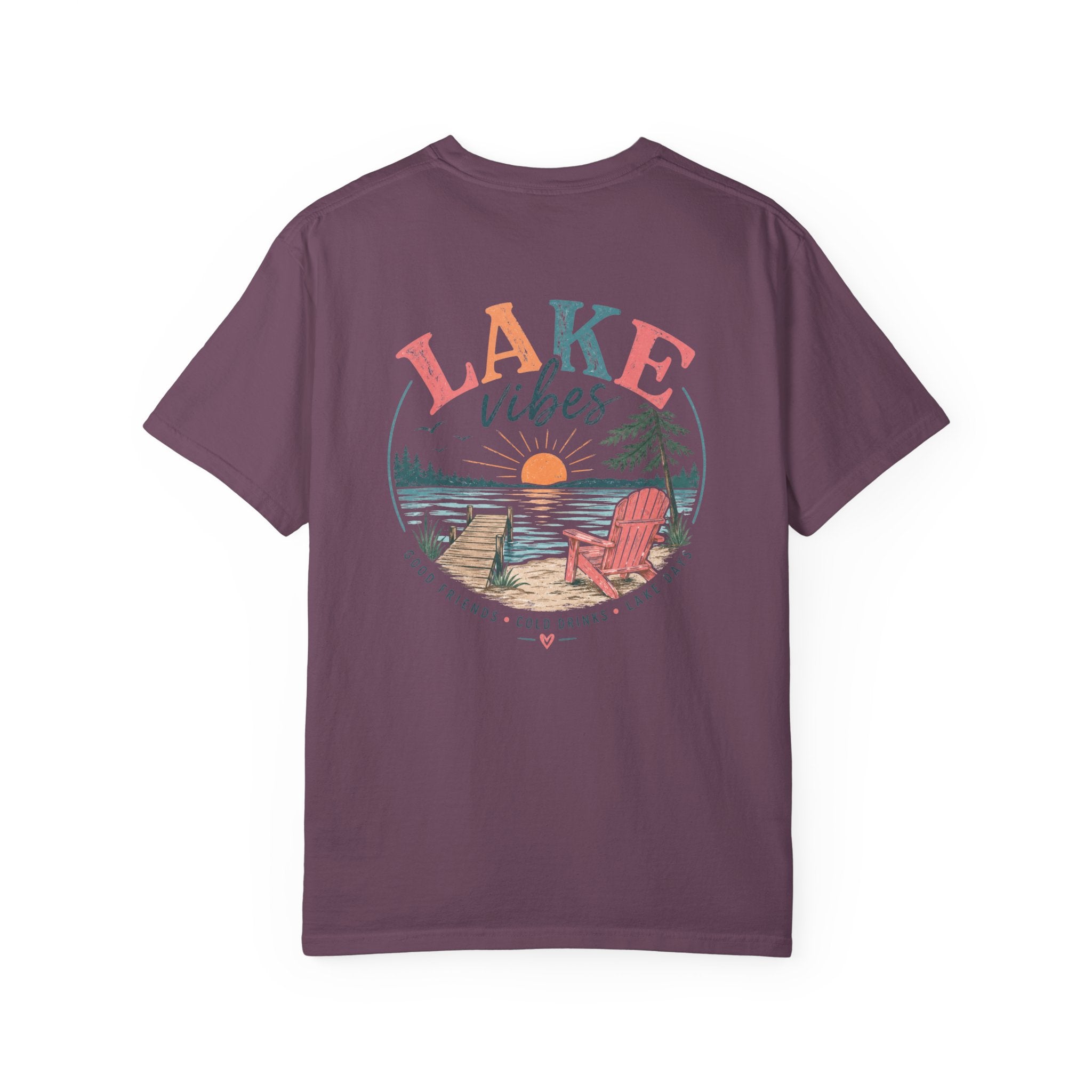 Lake Vibes T-Shirt — Scenic Sunset Dock Graphic Tee