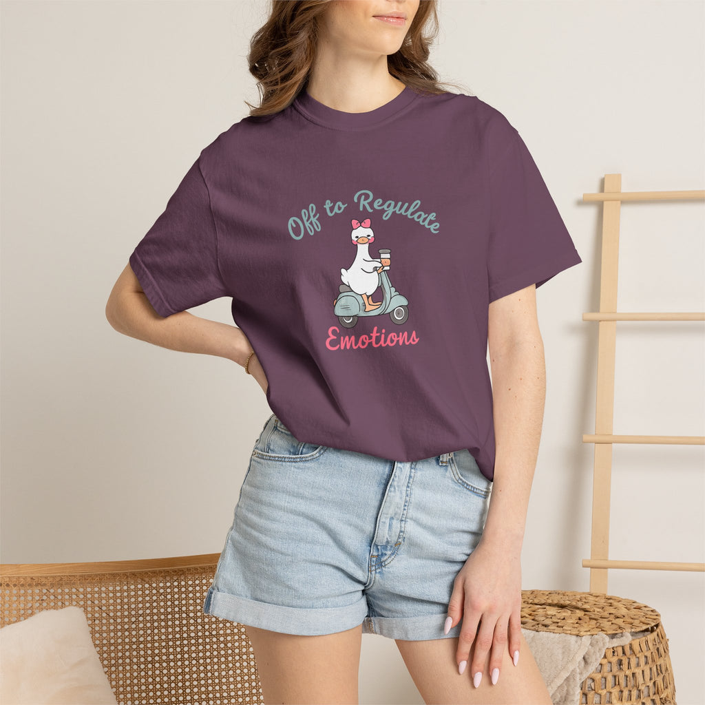 T‑Shirt — “Off to Regulate Emotions” Cute Scooter Bear Mental Health Tee