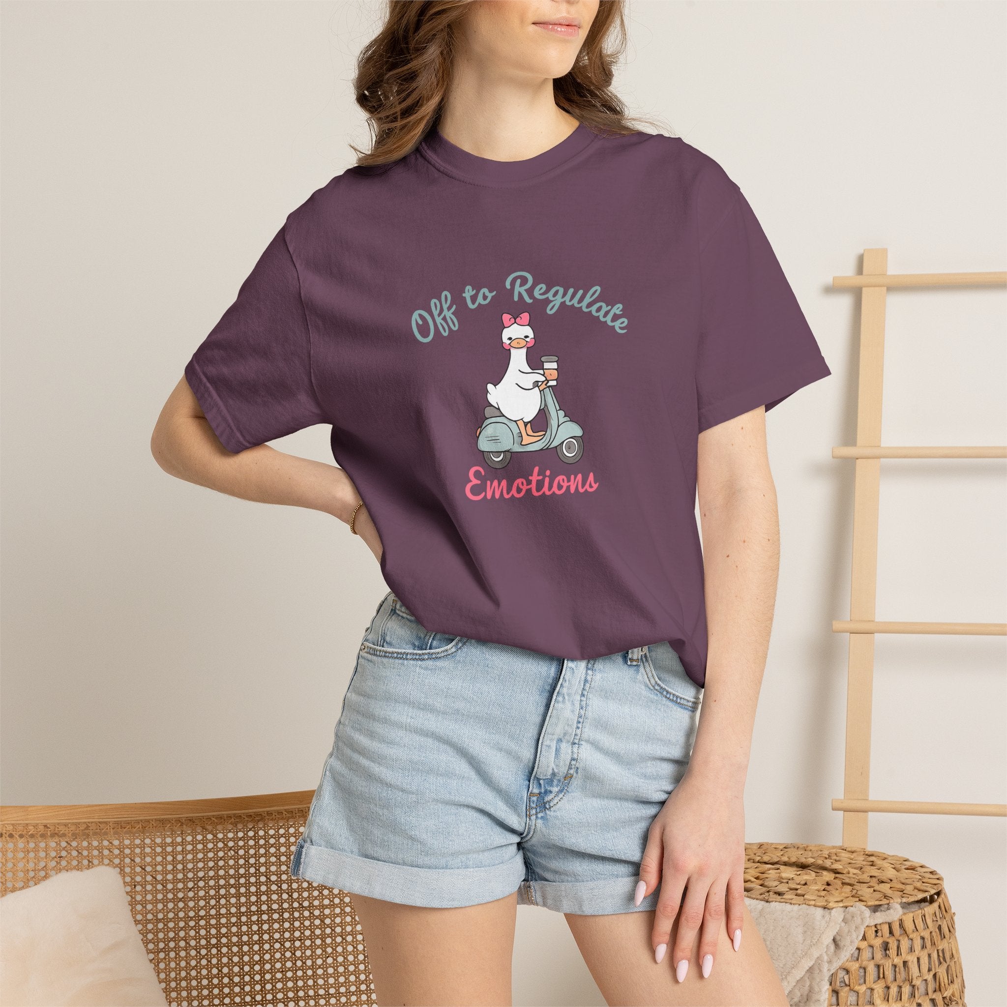 T‑Shirt — “Off to Regulate Emotions” Cute Scooter Bear Mental Health Tee