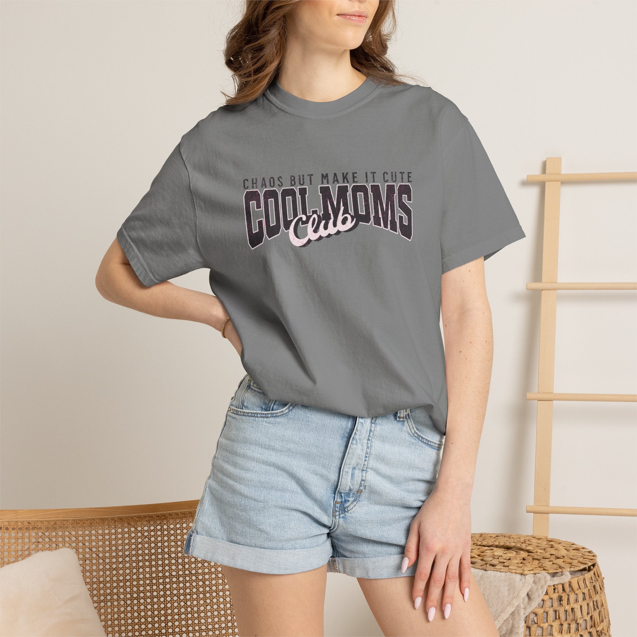 Cool Moms Club T-Shirt — "Chaos But Make It Cute" Casual Graphic Tee