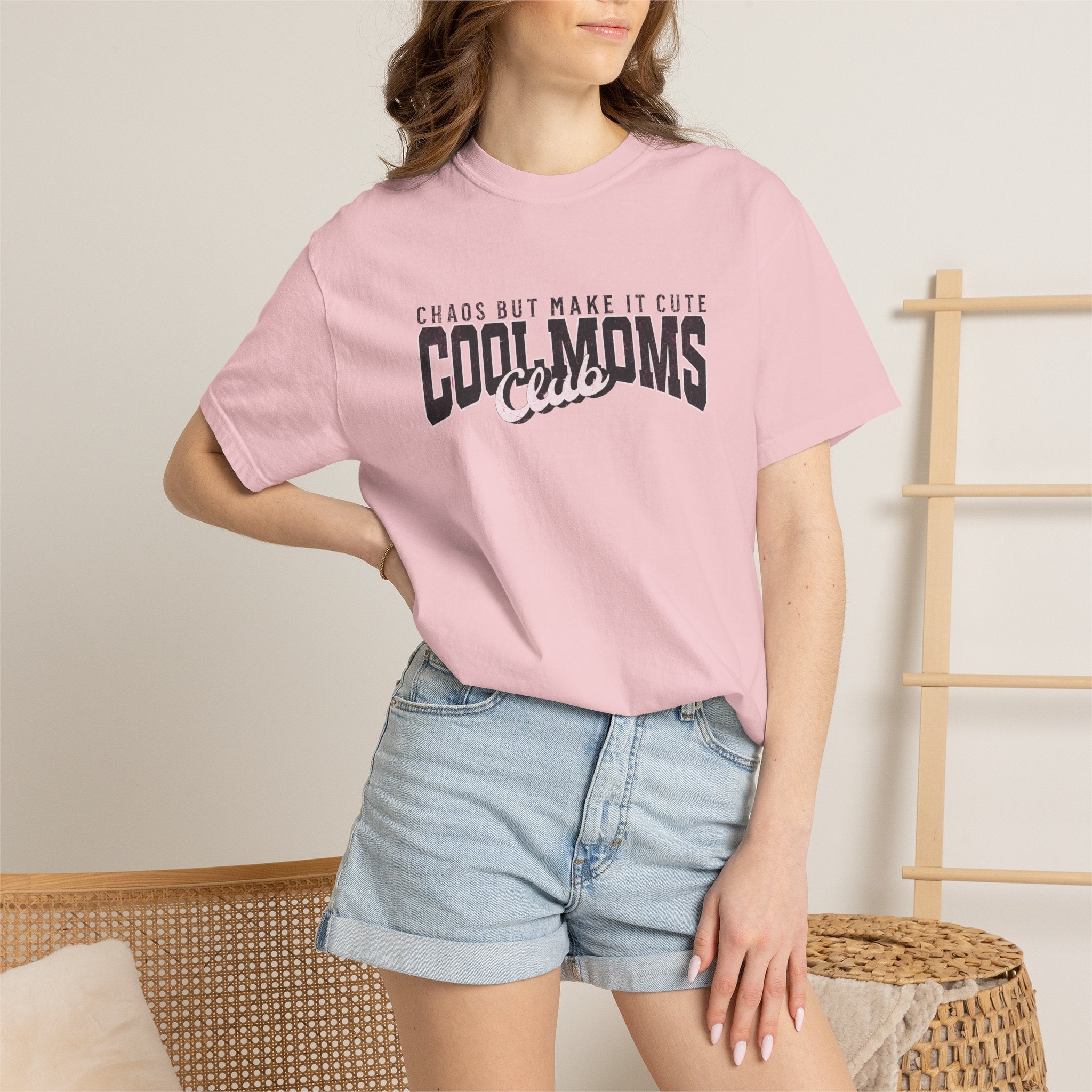 Cool Moms Club T-Shirt — "Chaos But Make It Cute" Casual Graphic Tee