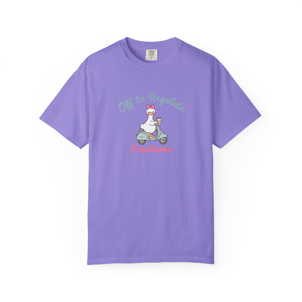 T‑Shirt — “Off to Regulate Emotions” Cute Scooter Bear Mental Health Tee