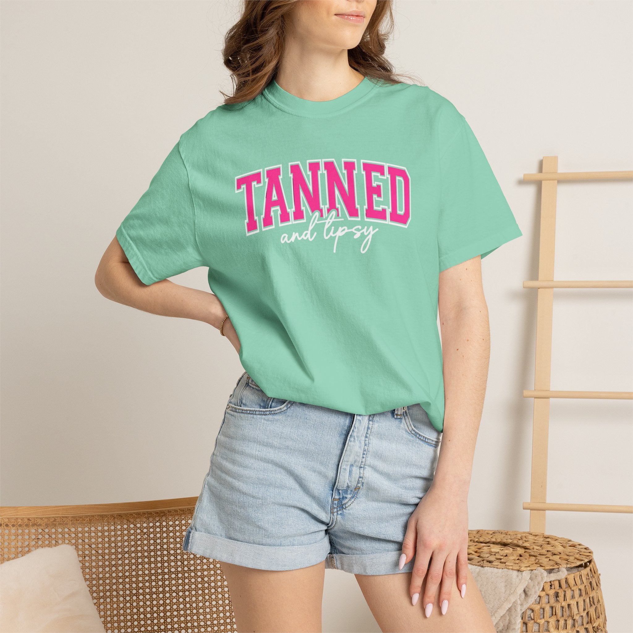T-Shirt — "TANNED" Pink Arch Graphic Tee