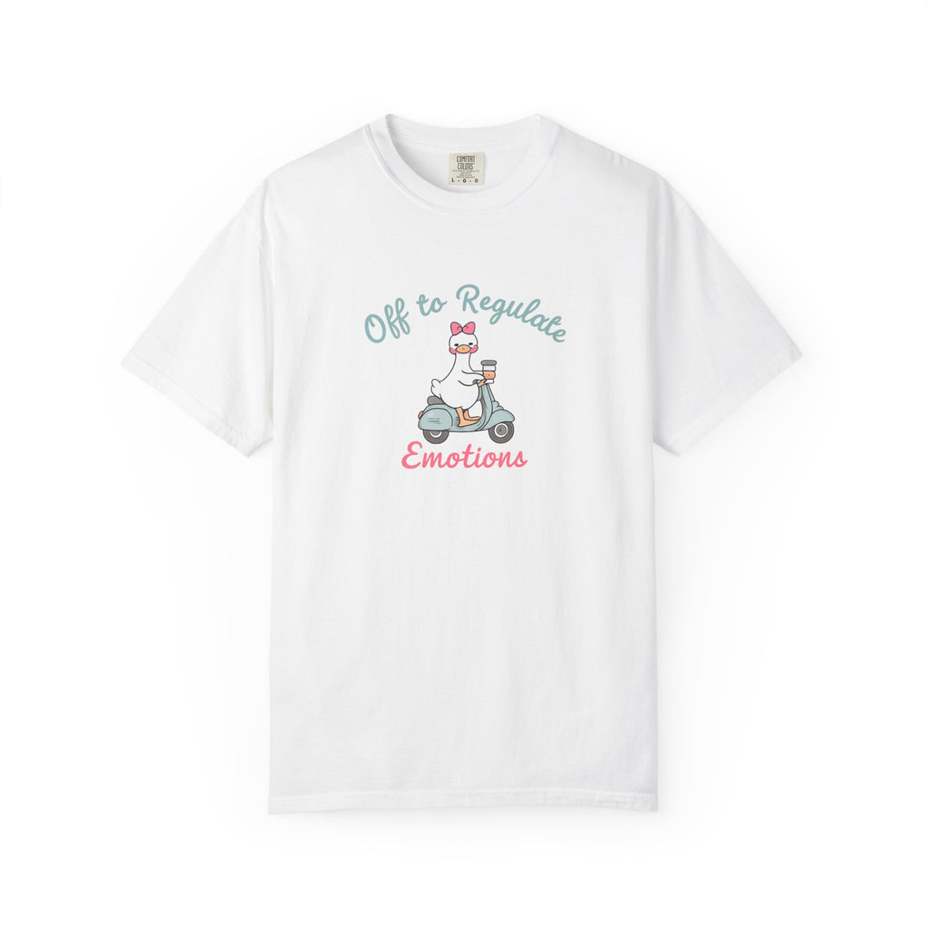 T‑Shirt — “Off to Regulate Emotions” Cute Scooter Bear Mental Health Tee