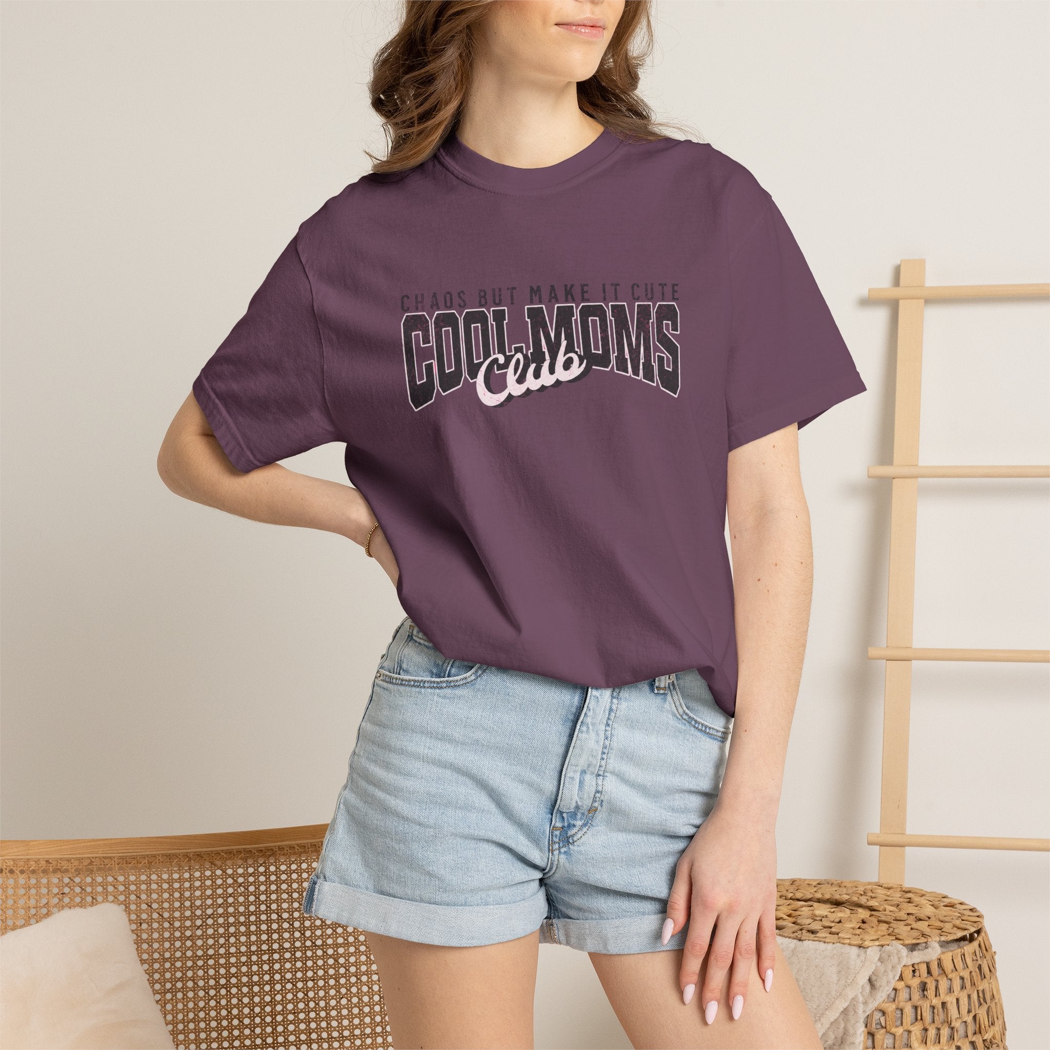 Cool Moms Club T-Shirt — "Chaos But Make It Cute" Casual Graphic Tee