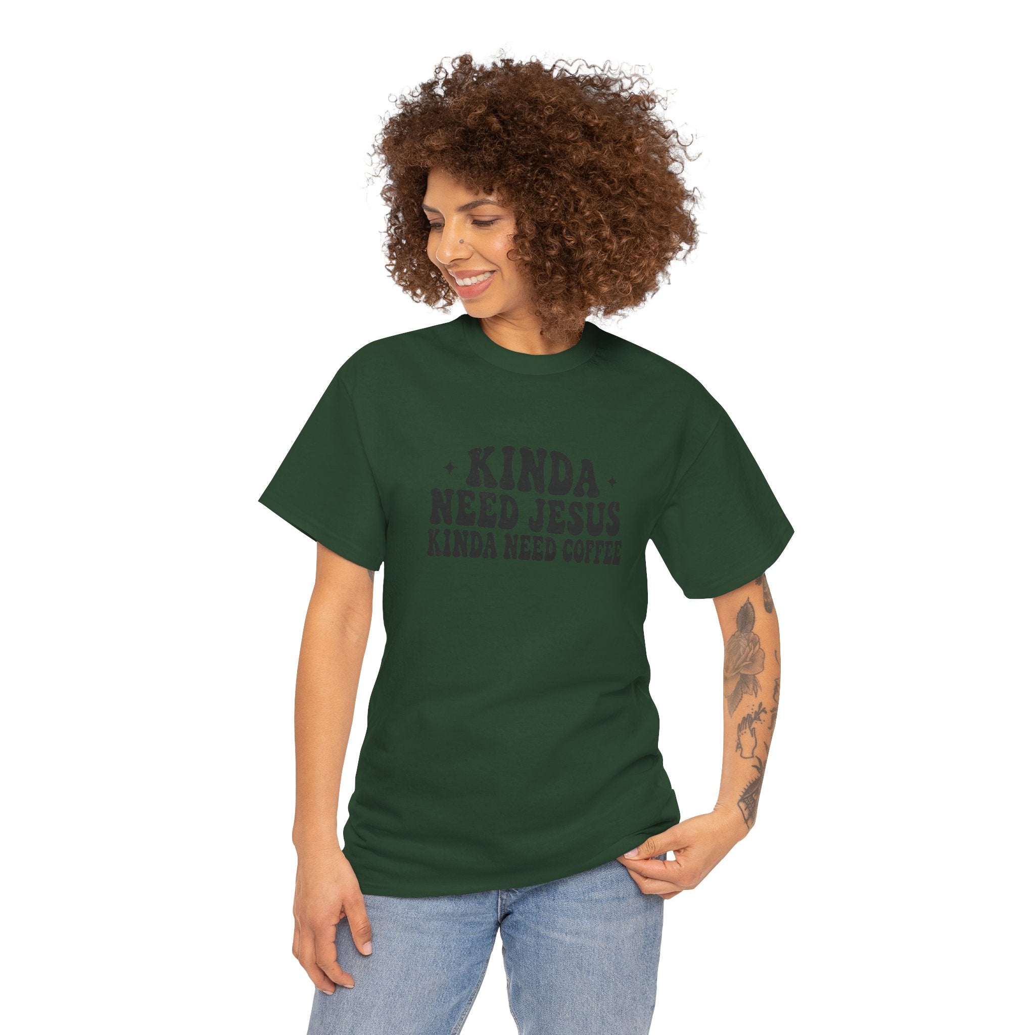 Christian Coffee T-Shirt — "Kinda Need Jesus Kinda Need Coffee" Graphic Tee