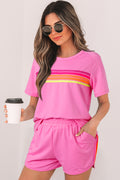 Beau Blue Striped Patch Front Casual Tee